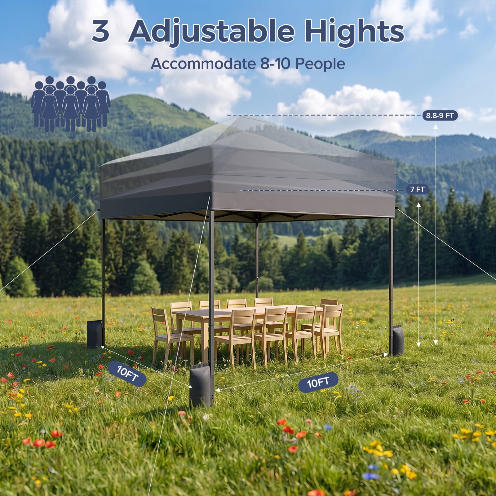 Patbrela Pop Up Canopy Tent, Heavy-Duty Instant Shelter for Outdoor Events (Gray, 10x10 ft) dofoa