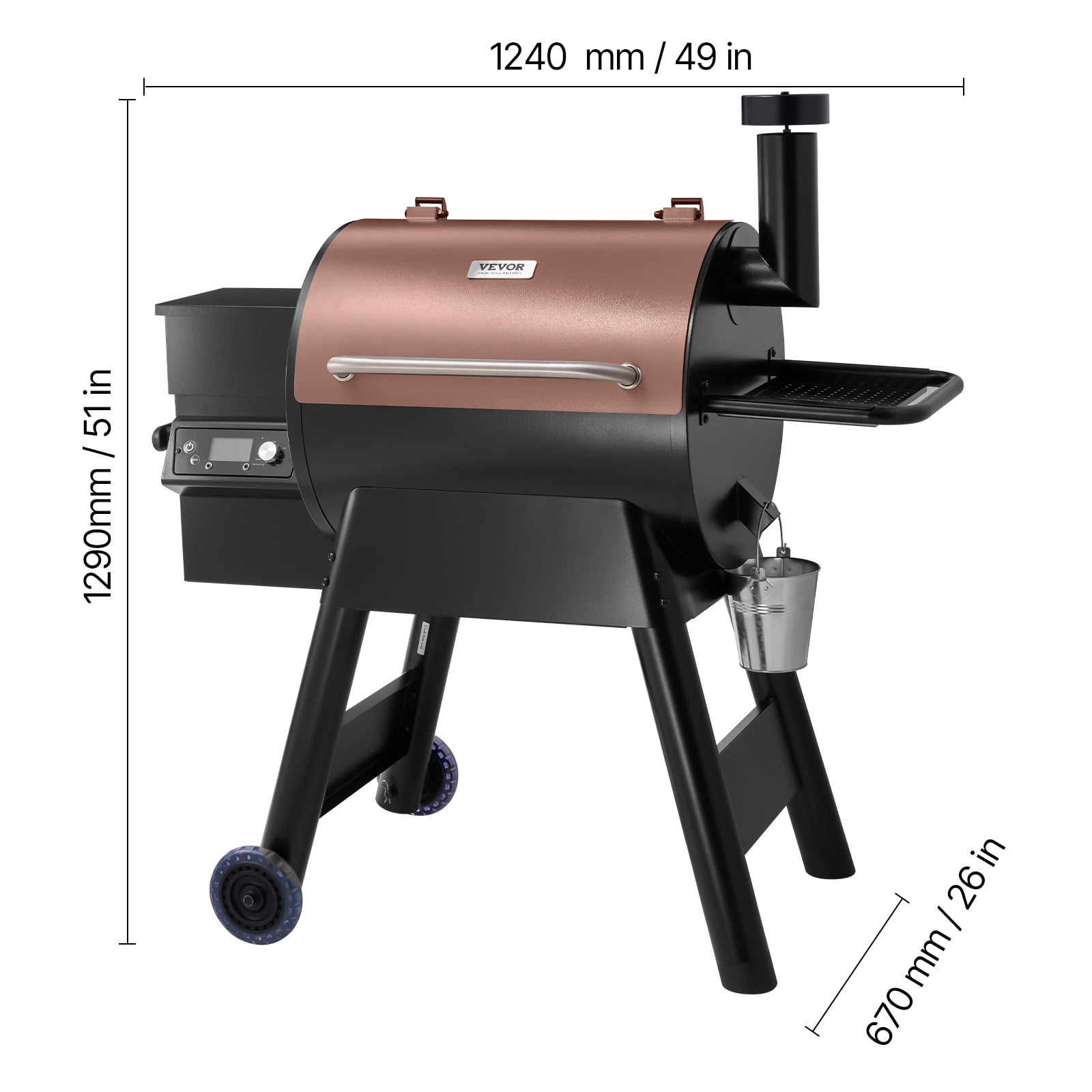 VEVOR Wood Pellet Grill Smoker, 8-in-1 Outdoor BBQ Grill with LCD Controller, 575 sq in Cooking Area (Black, 575 sq in) oqawb