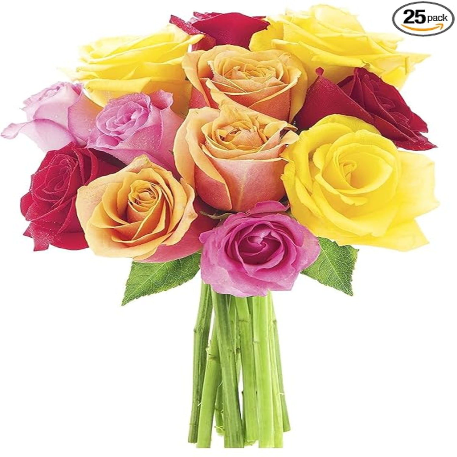 KaBloom Fresh Cut Roses Bouquet with Decorative Vase (Assorted Colors, 12 Count) rowqc