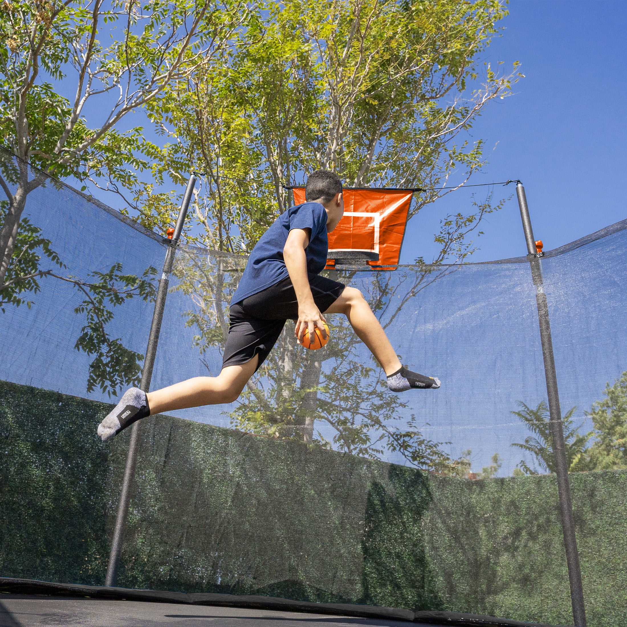 Bounce Pro 14 ft Multiplay Trampoline with Safety Enclosure, Basketball Hoop, and Electronic Target Game (14 ft) pwd9v