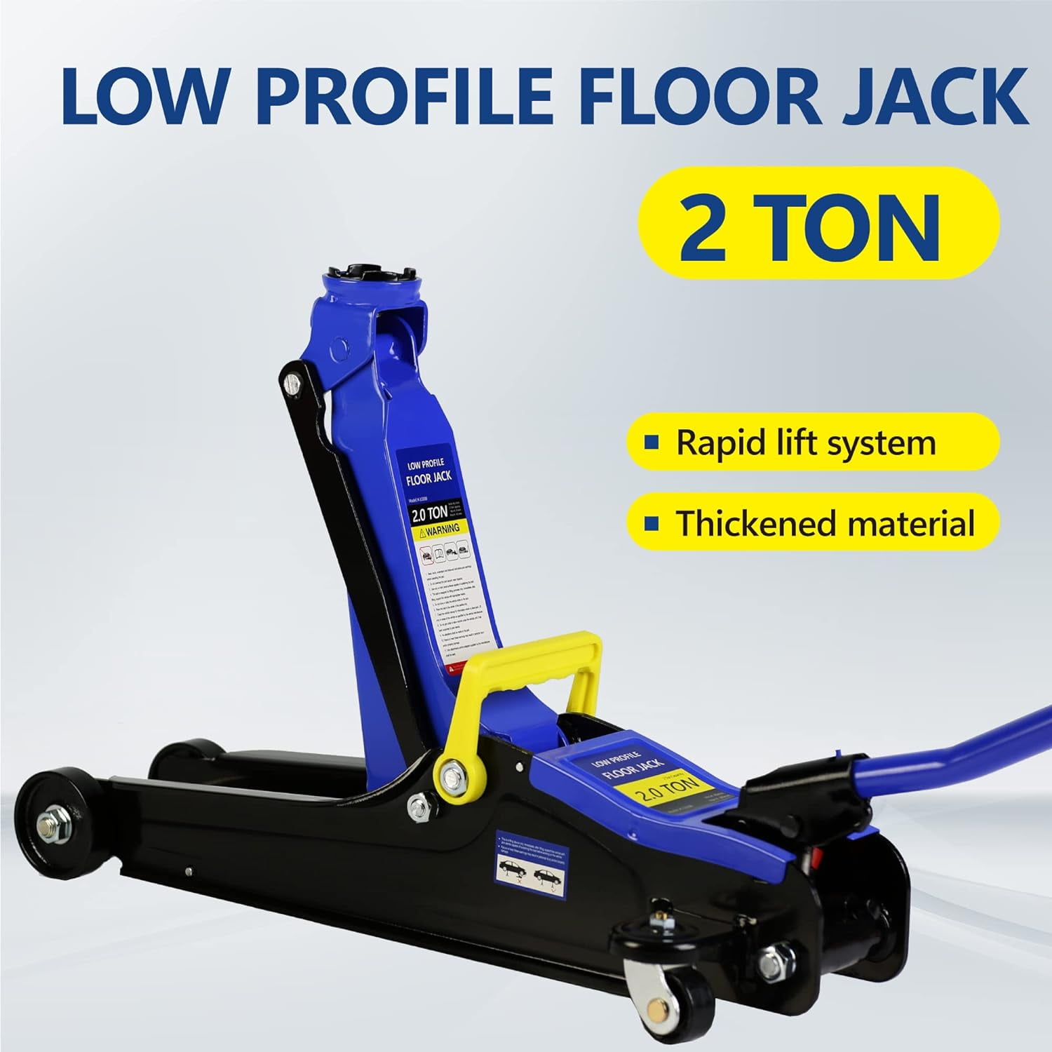 POVANLI Low Profile Floor Jack, Heavy Duty Steel Hydraulic Lift with Quick Pump (2 Ton, 3.3 in - 15.2 in) d8001