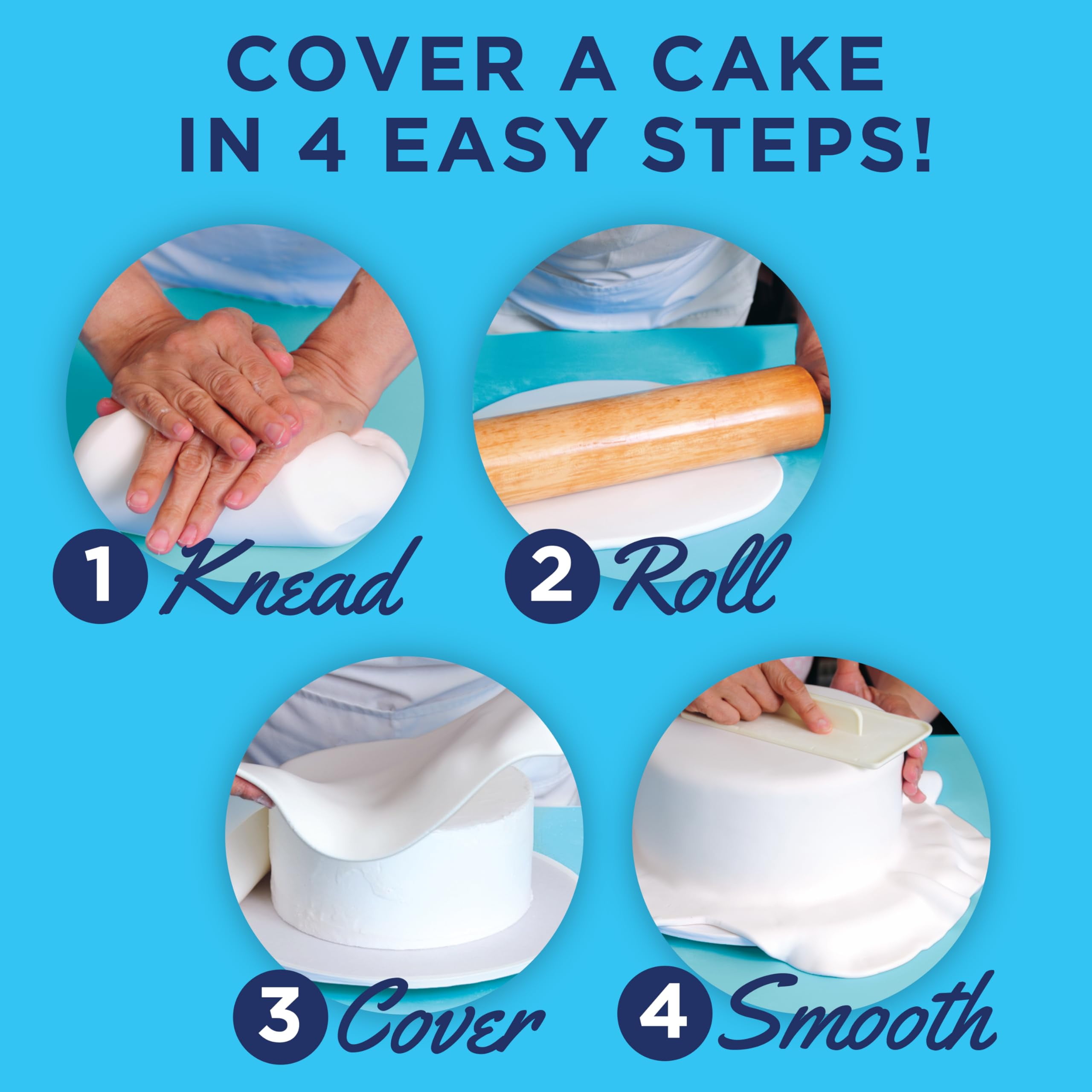 Satin Ice Rolled Fondant Icing for Cake Decorating (Blue, 4.4 oz) bvnte - Image 3