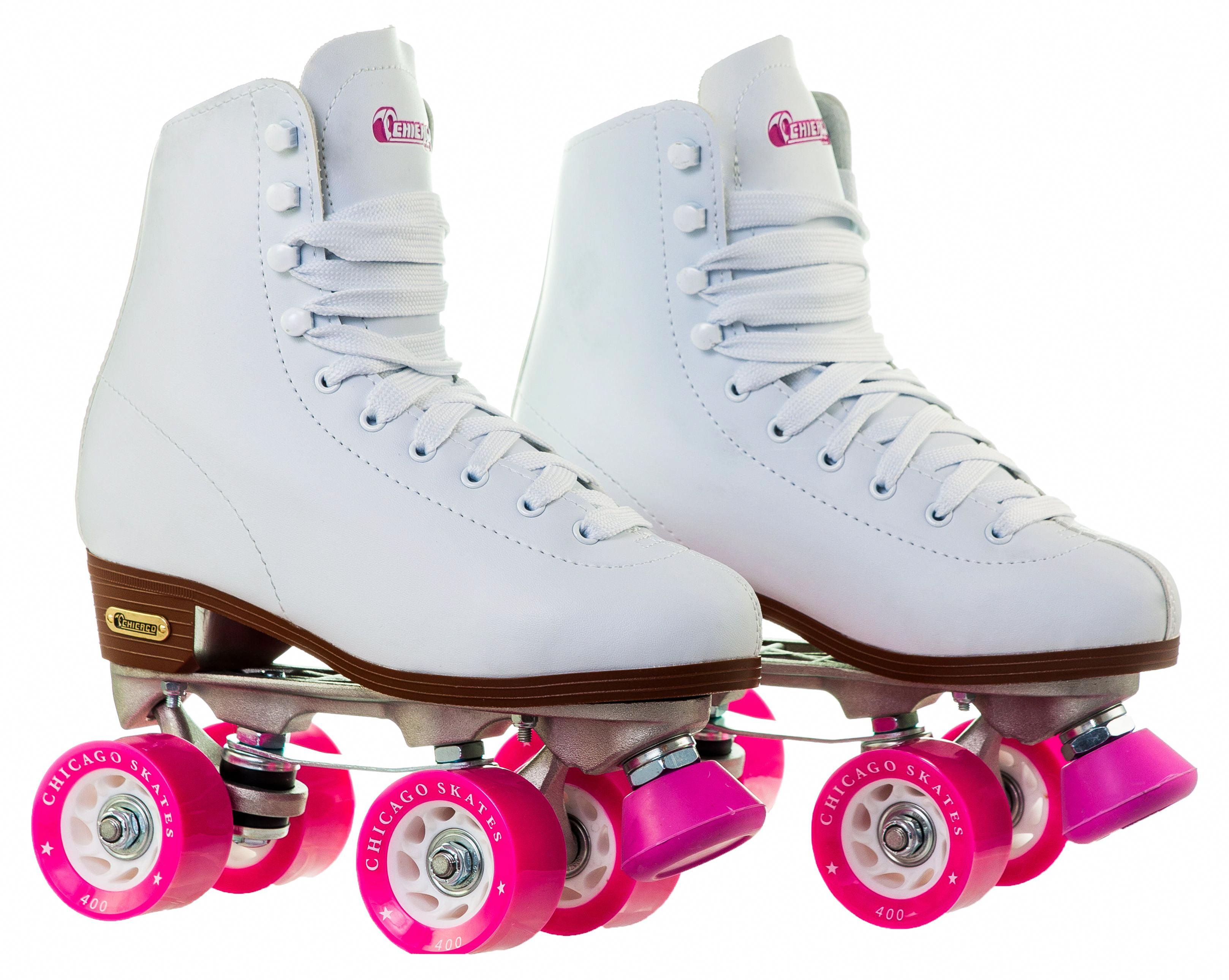 Chicago Ladies Classic Quad Roller Skates, High-Top Indoor Outdoor Rink Skates (White, Size 1) 73zr4