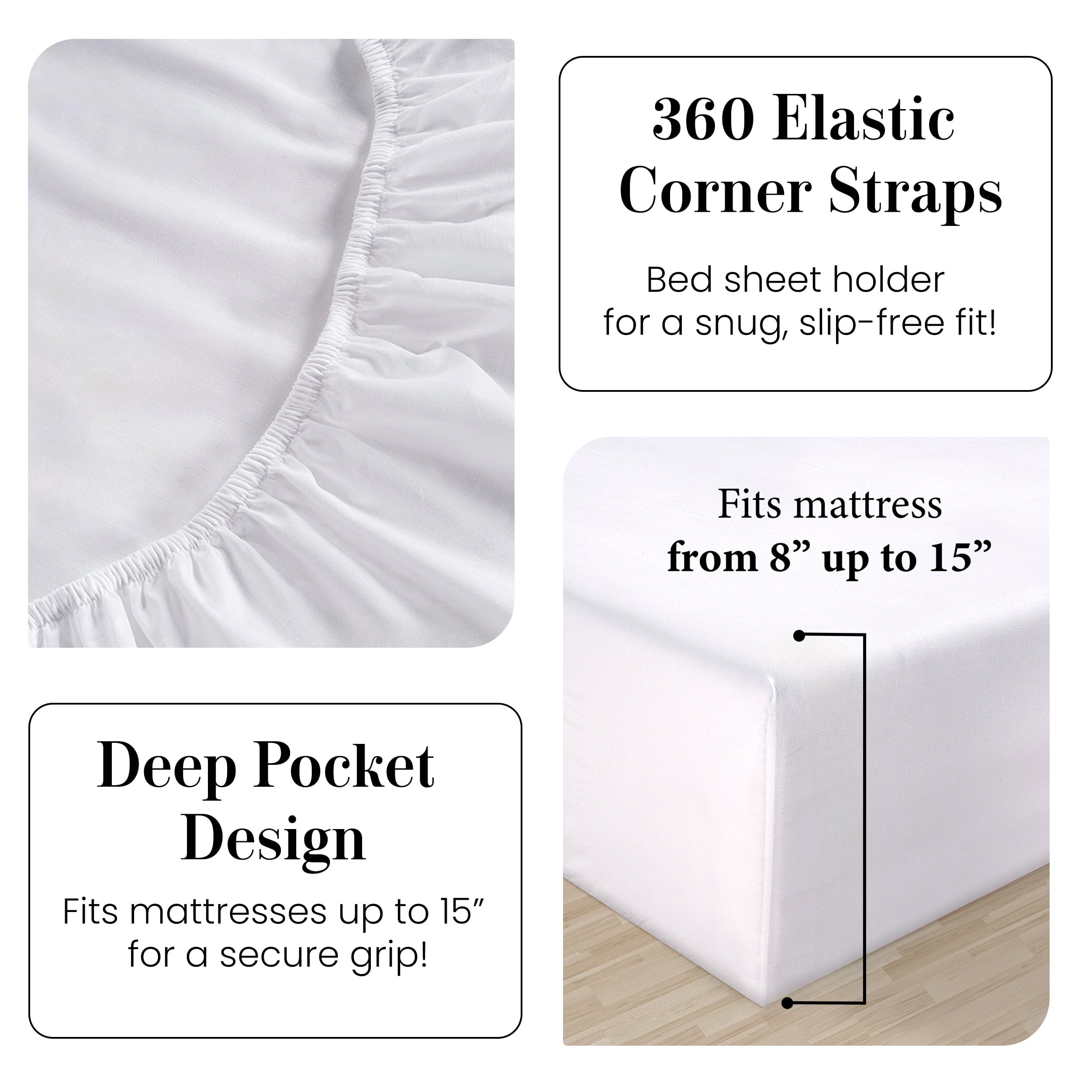 Casa Platino 100% Cotton Queen Sheet Set (4-Piece, Percale Weave, Deep Pocket, White) f0sq2