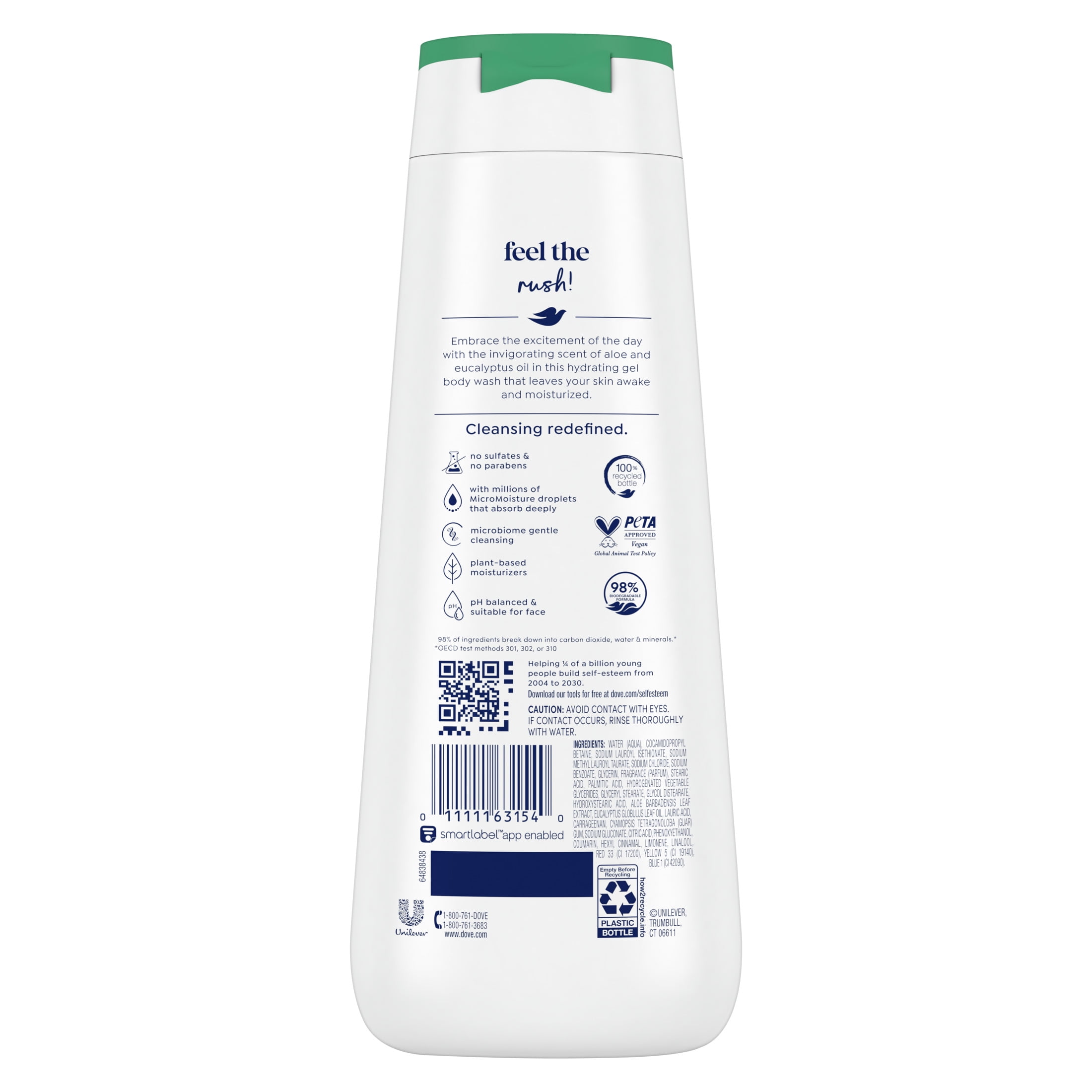 Dove Invigorating Body Wash with Aloe and Eucalyptus, Moisturizing Skin Cleanser (20 oz) wq416
