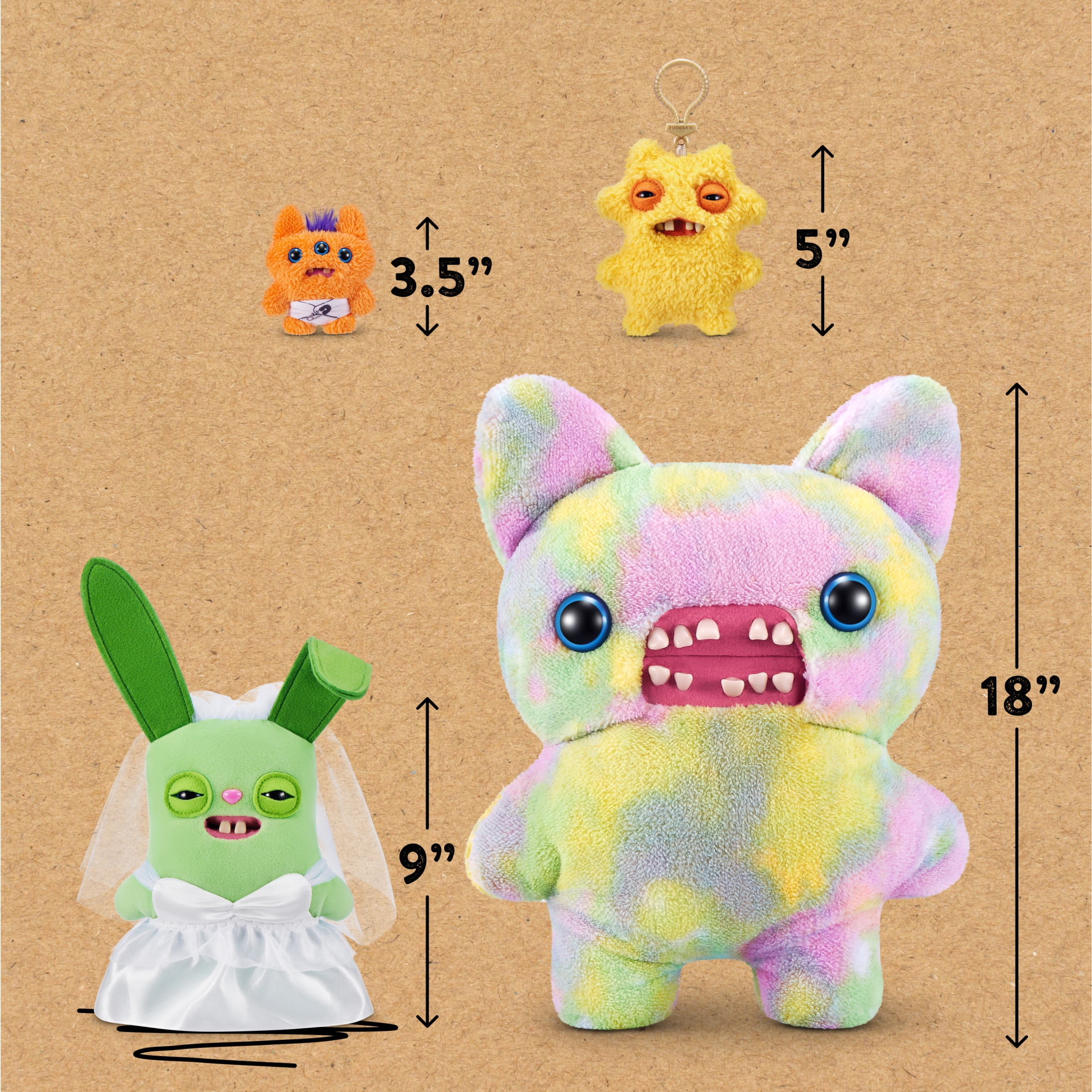 Fuggler Wedding Fuggs Plush Toy Set, Funny Ugly Monster Stuffed Animals (2-Pack, 9 in) bgynh
