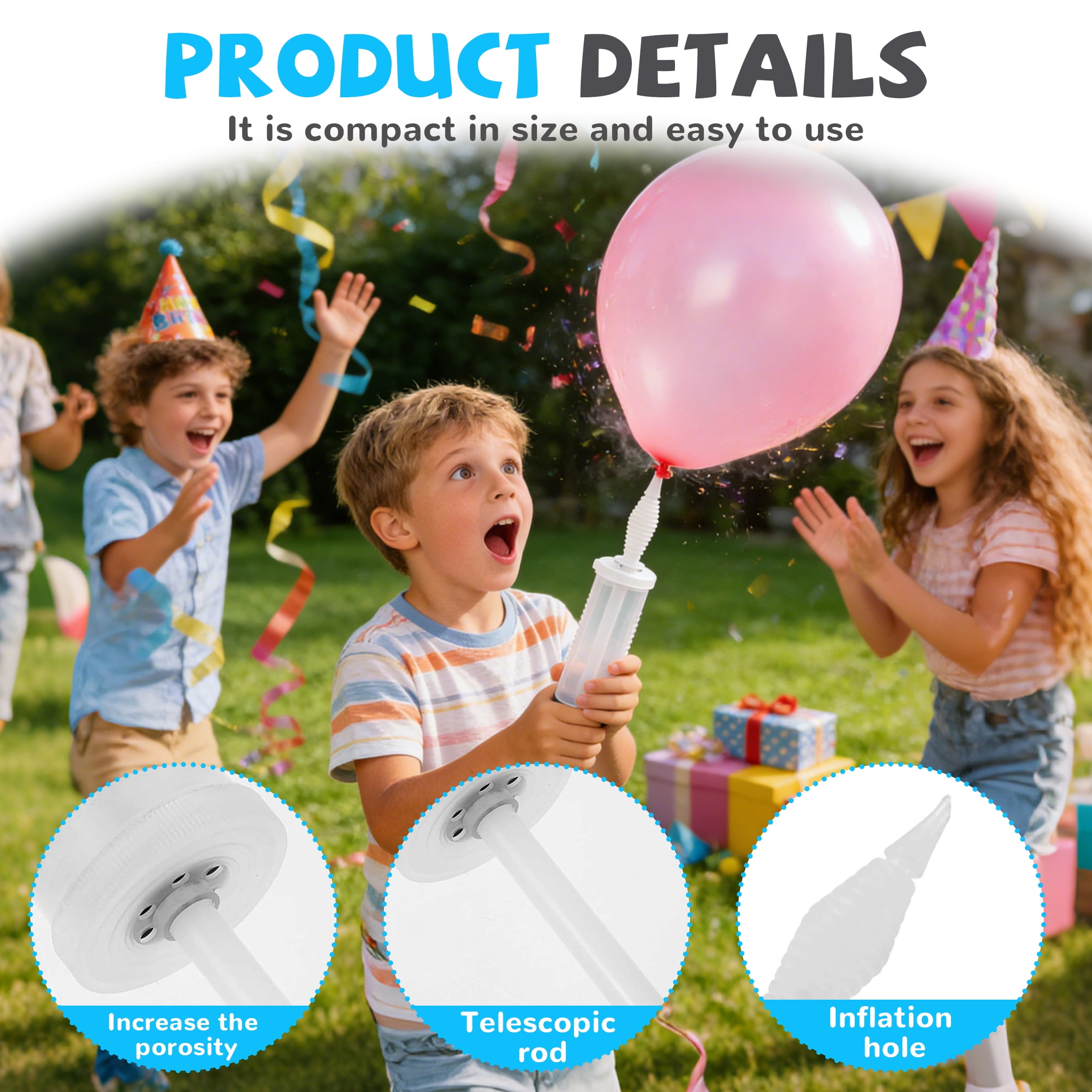 BESTSKY Manual Balloon Pump, Portable Handheld Air Inflator for Party Decorations (White, 11.42 in) pv8p4