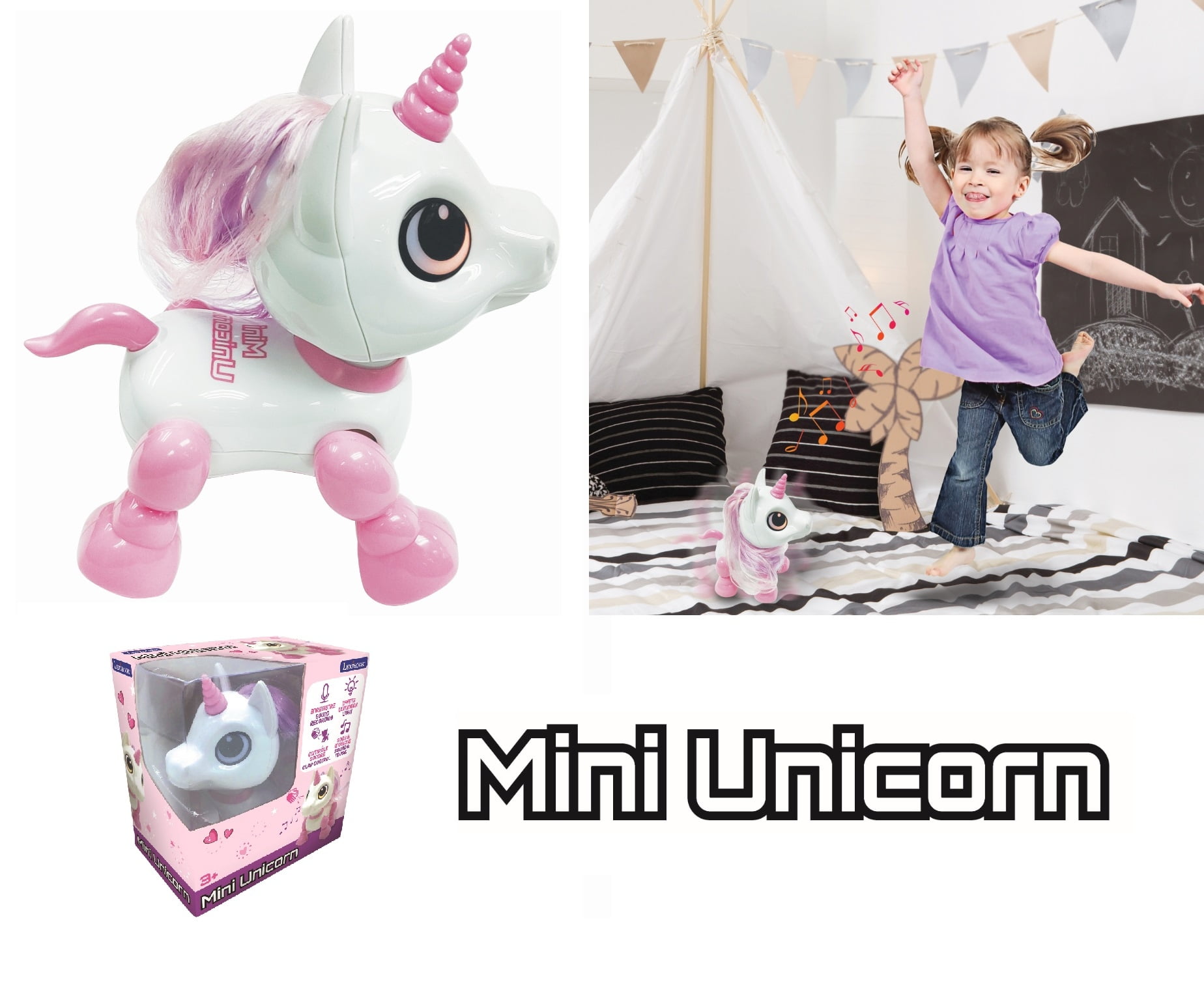 Lexibook Power Unicorn Mini Interactive Robot Toy with Light and Sound Effects (Pink) 0uwq3