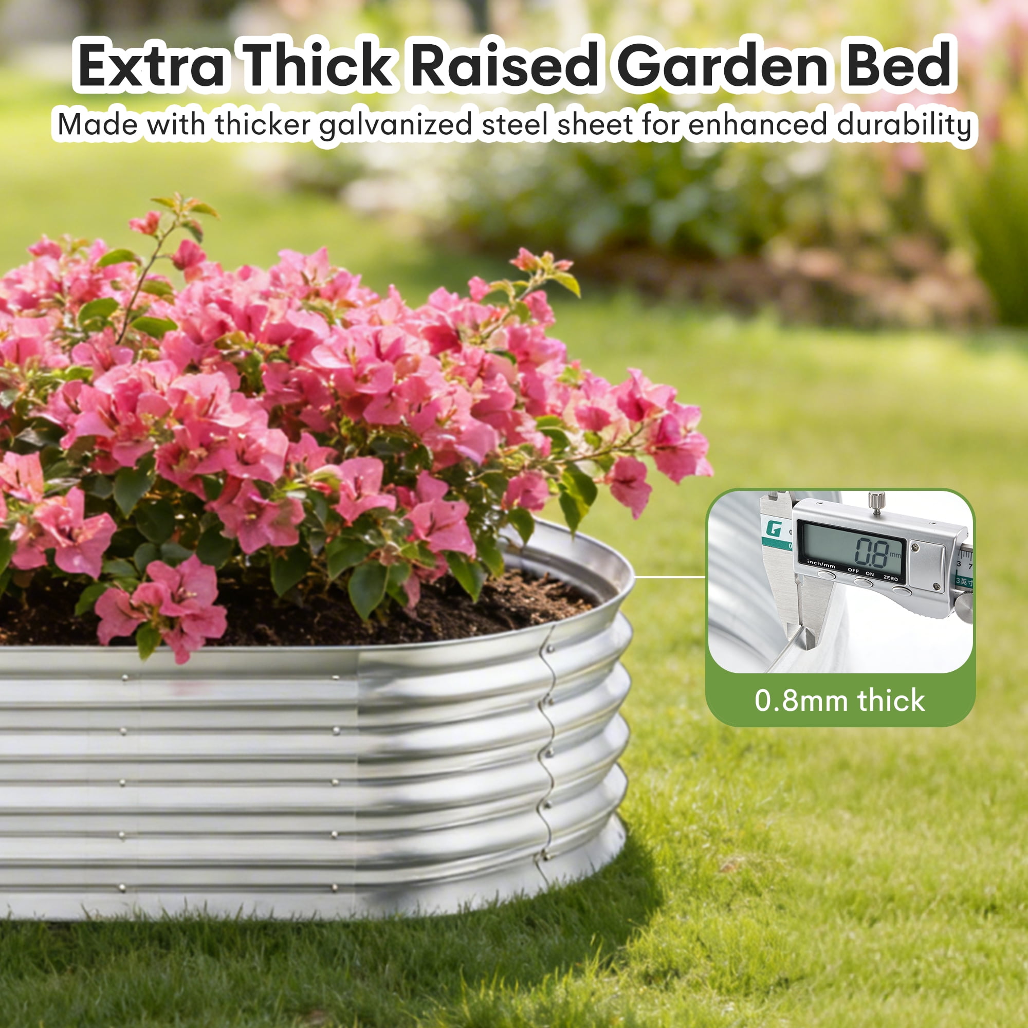 ANSFIL Galvanized Raised Garden Bed Kit, Heavy-Duty Metal Planter Box for Vegetables and Flowers (Silver, 4 Pack, 4 ft x 2 ft x 1 ft) ubmj7