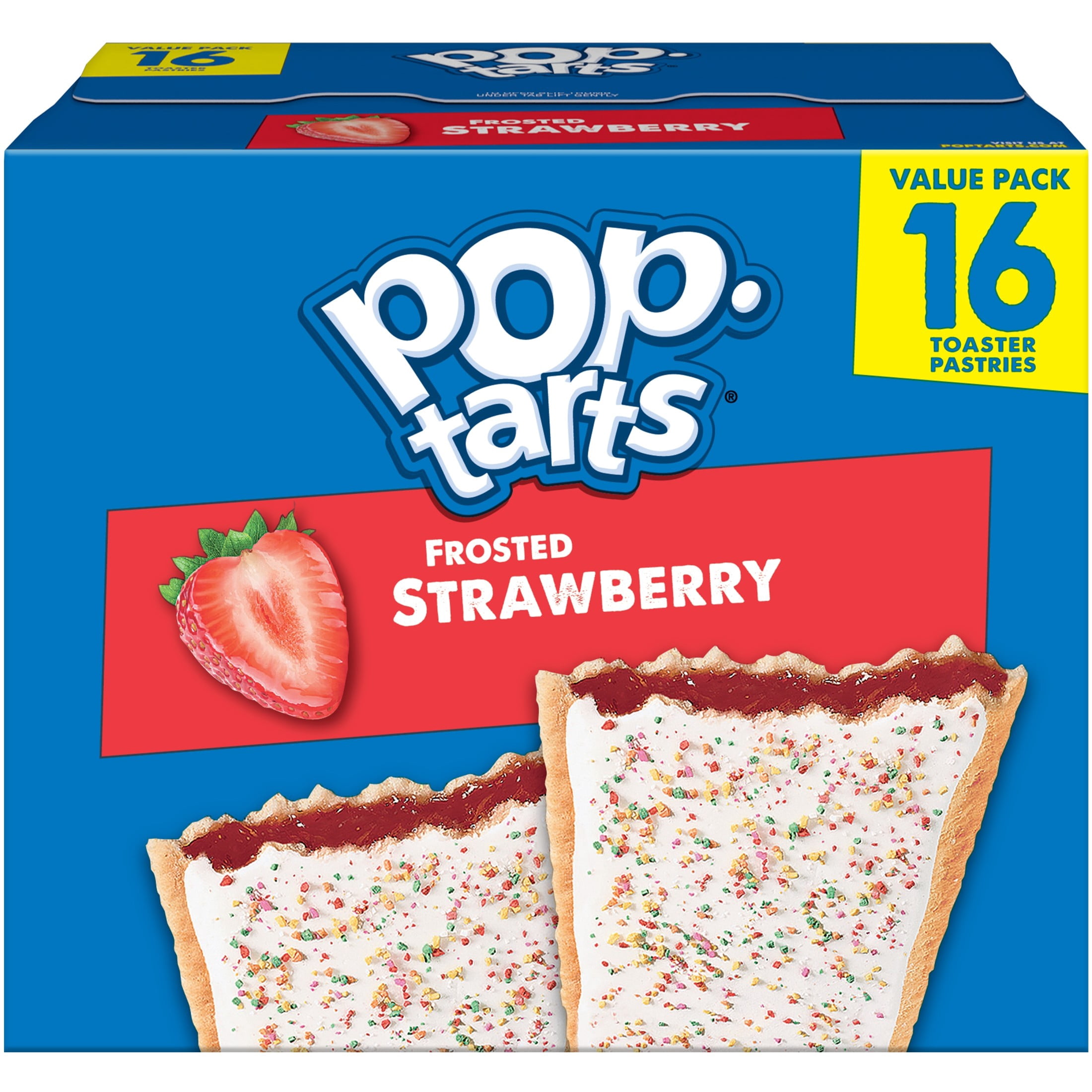 Pop-Tarts Frosted Strawberry Toaster Pastries, Breakfast Snack, Sweet Fruit Filling (27 oz, 16 Count) ev641
