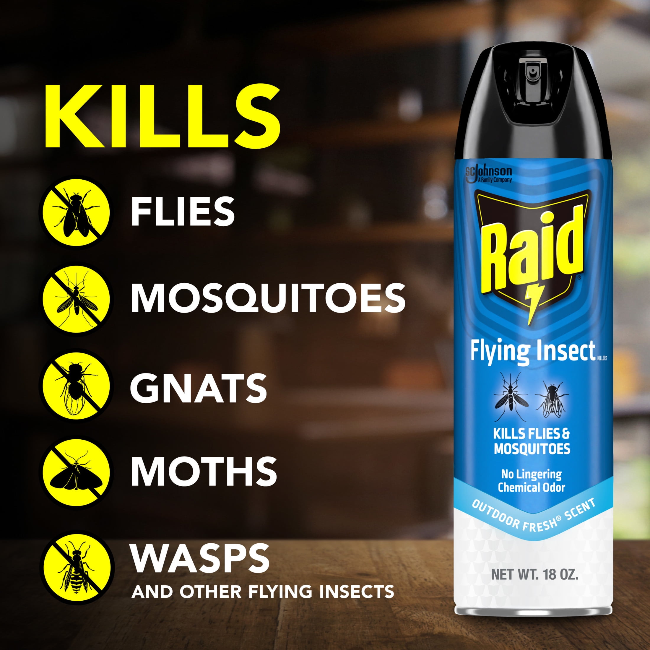 Raid Flying Insect Killer 7, Fast-Acting Bug Spray for Flies and Mosquitoes (Outdoor Fresh Scent, 18 oz) qel73