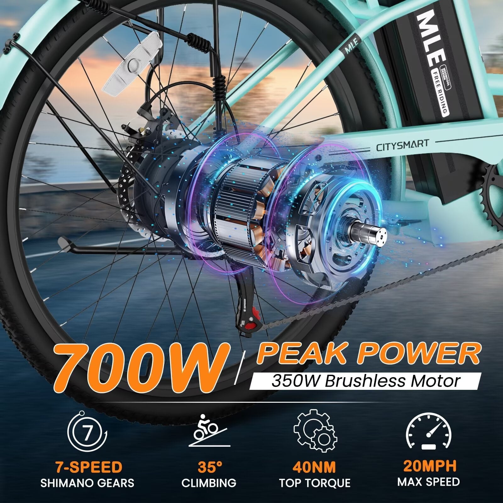 Lilypelle Electric Bike for Adults, 7-Speed Step-Thru Commuter E-Bike with 350W Motor (26 in) eepoo