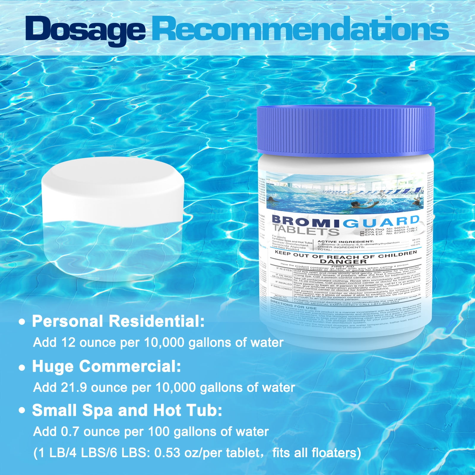 BROMIGUARD Bromine Tablets for Hot Tub and Spa Sanitizer (1 lb) 45hhp