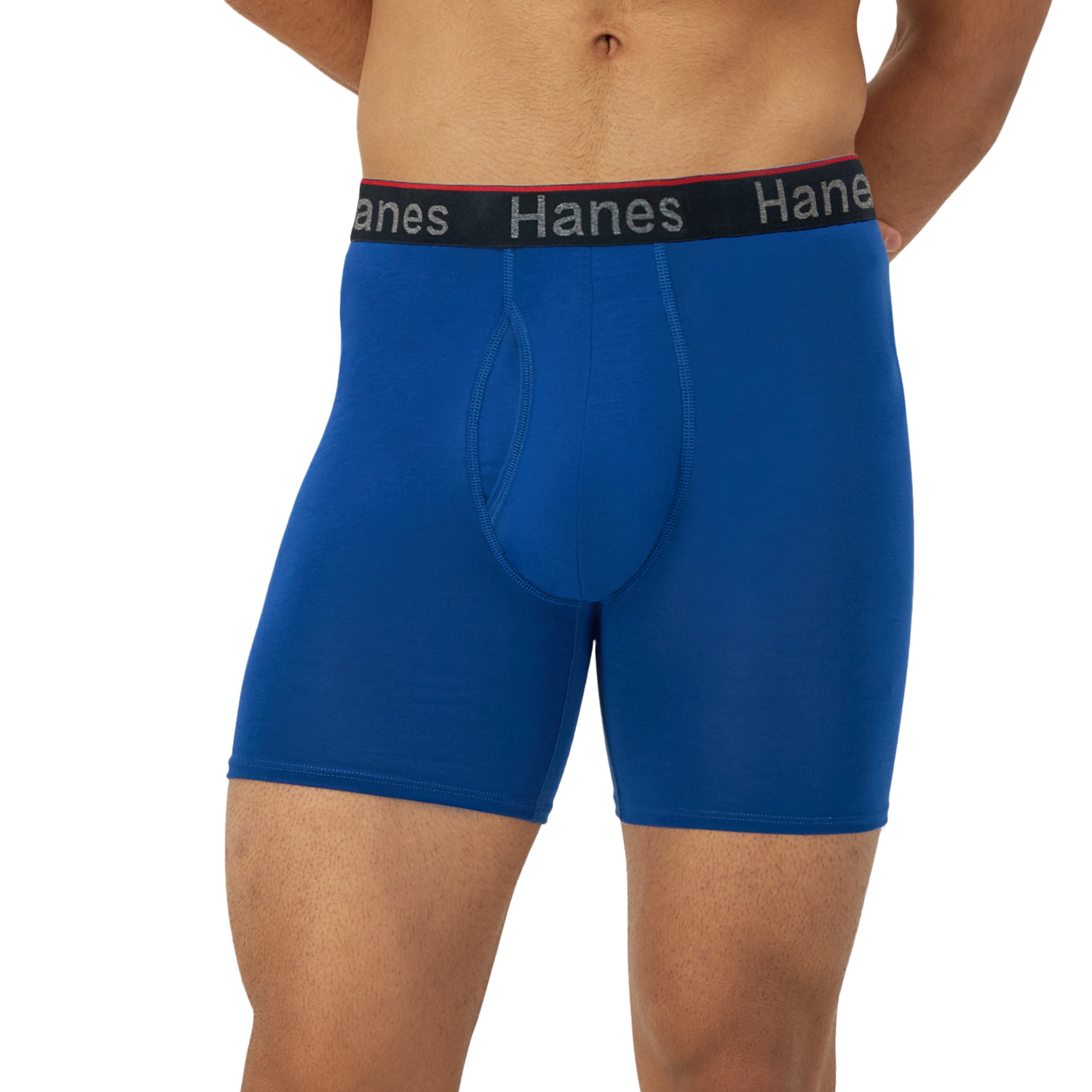 Hanes Men's Anti-Chafing Boxer Briefs with Total Support Pouch (Black, 1 Pack) wz67x