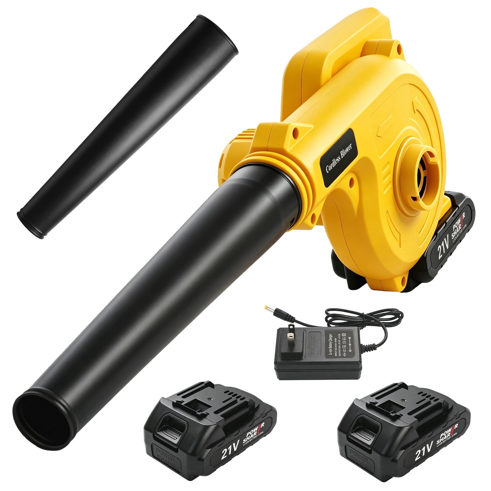 CATGOOD 20V Cordless Mini Leaf Blower and Vacuum, High-Power Electric Handheld Air Blower with 2 Batteries (Black, 2-Pack Battery) govfc
