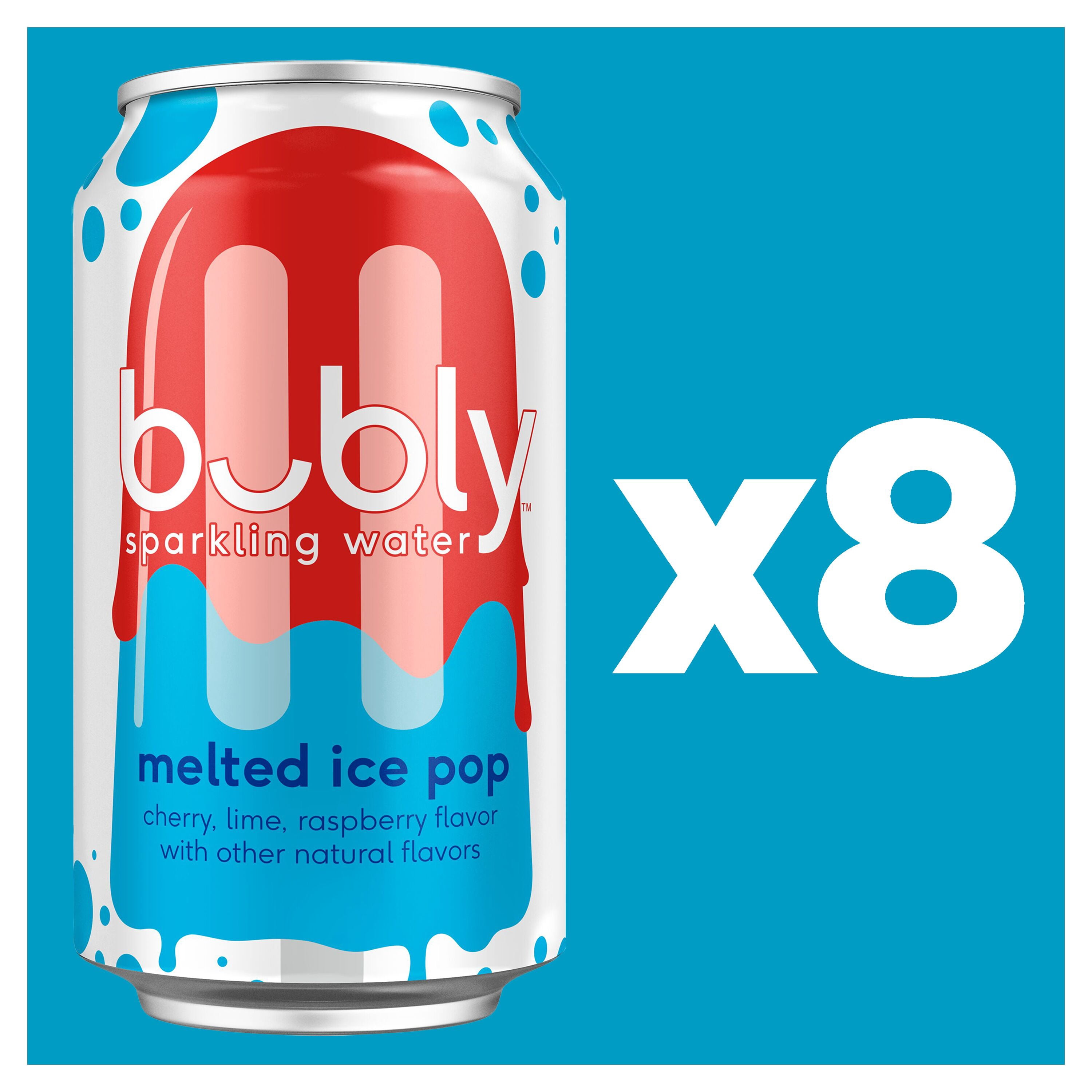 bubly Sparkling Water, Melted Ice Pop Flavor, Zero Calorie Refreshment (8 Pack, 12 fl oz) ju7jf