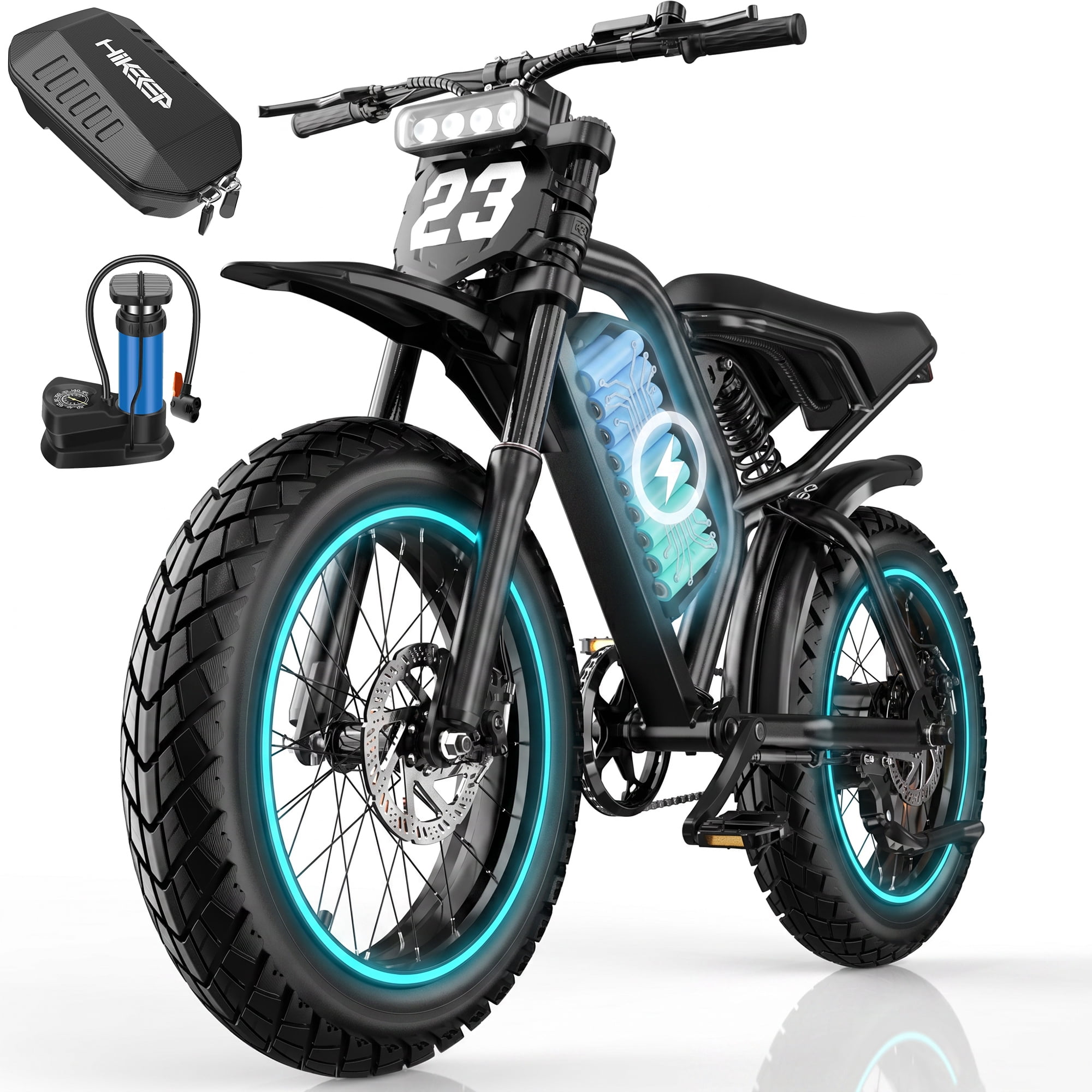 HiKeep 20 in Fat Tire Electric Bike, 750W Motor Full Suspension E-Bike for Adults (Black, 20 in) d0q5p
