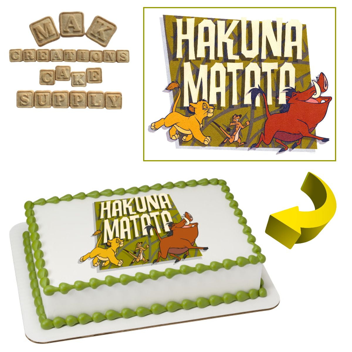 MAK Creations Cake Supply Lion King Simba & Nala Edible Cake Topper (Multi-Color, 8 in x 11 in) 4p1ju