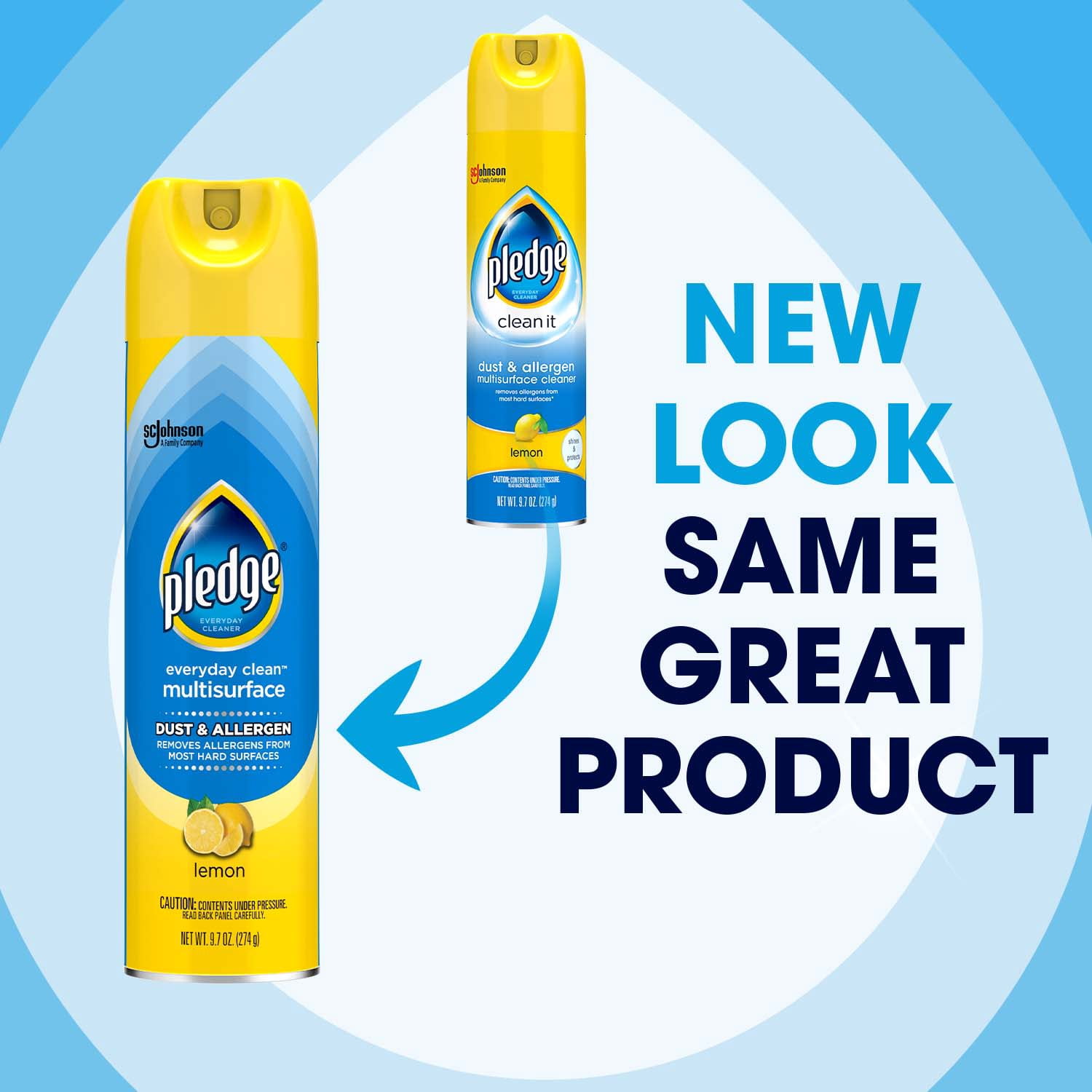 Pledge Multi-Surface Dust & Allergen Cleaner Spray, Lemon Scent (6 Pack, 9.7 oz) gywmx