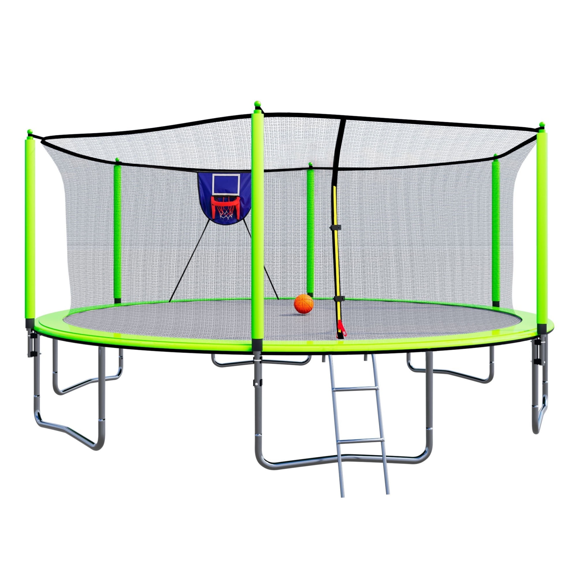 Alvantor 15ft Outdoor Round Trampoline with Basketball Hoop and Safety Enclosure Net (Green, 15 ft) 8tr4z