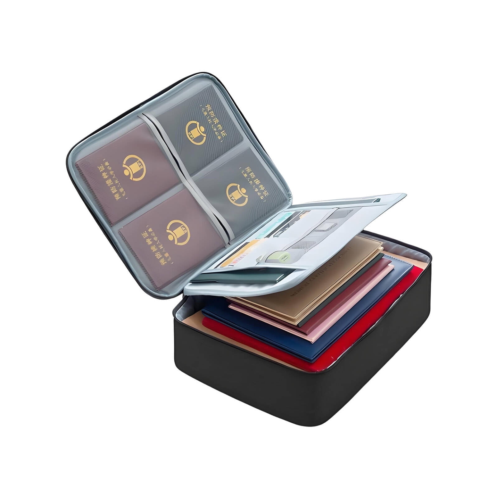 GASTROPOD Fireproof Document Organizer Bag with Combination Lock (Black, 14.6 in x 10.6 in x 4.1 in) pkg3j