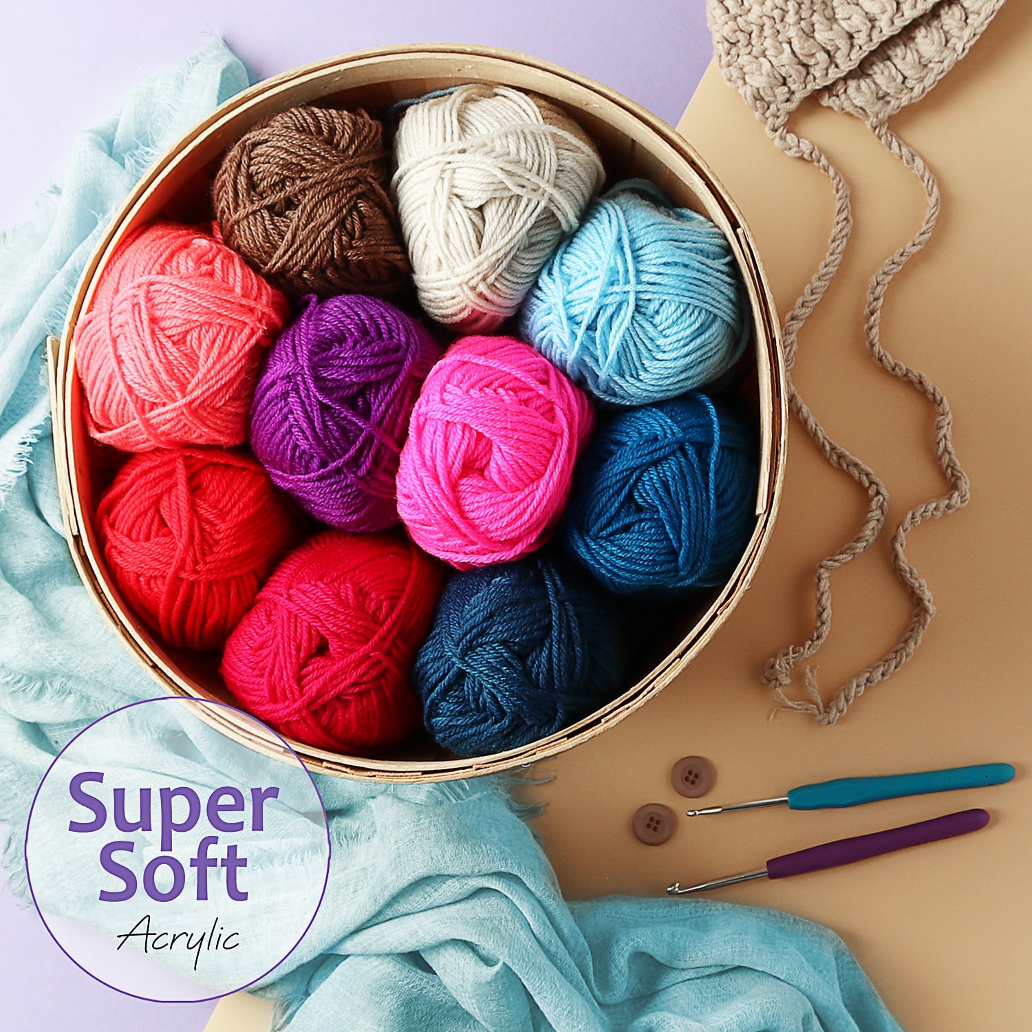 CraftBud Crochet Yarn, Soft Acrylic Hand Knitting Yarn for DIY Craft Projects (Multi-Colored, 12-Pack, 1200 Yards) 9rajo - Image 6