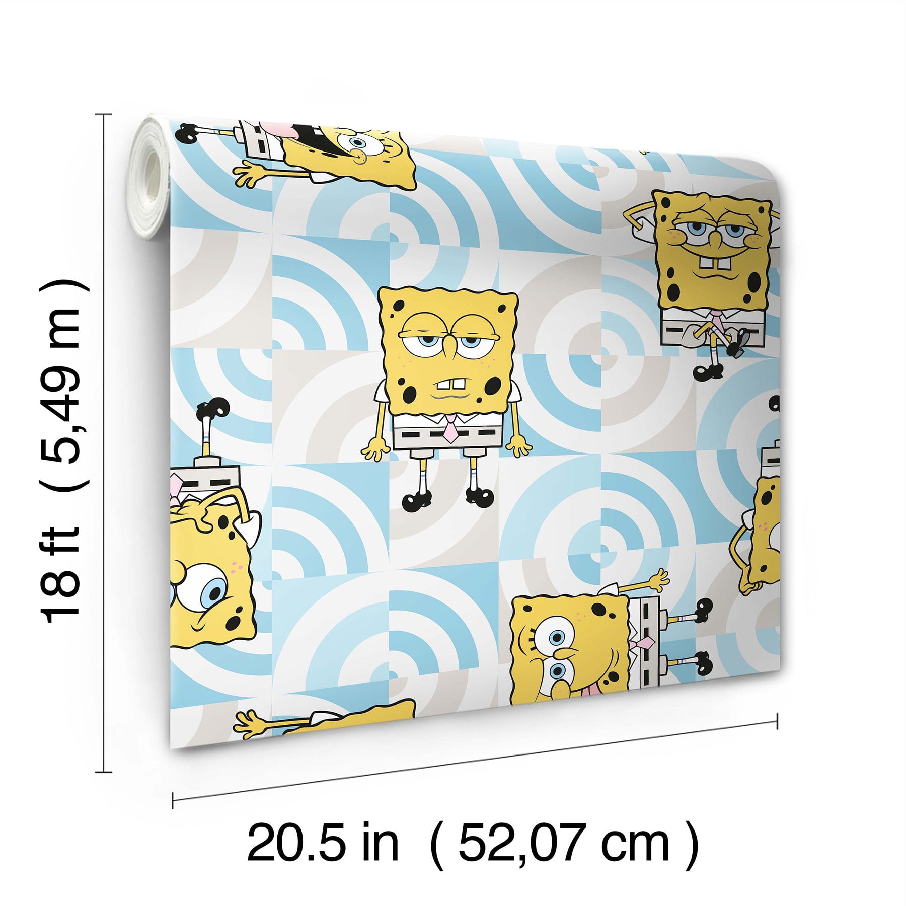 RoomMates SpongeBob SquarePants Funny Faces Peel and Stick Wallpaper (Blue, 18 in x 16.5 ft) uau4p