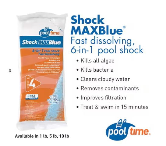 Pool Time MAXBlue2 Swimming Pool Shock Treatment (5 lb, 5-Pack) asy53