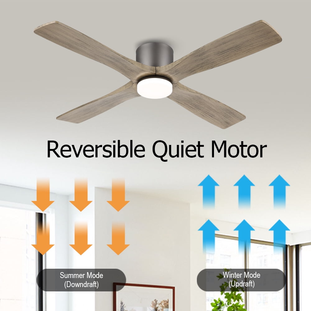 LEDET 54 in. Indoor Ceiling Fan with Light Kit, 4 Solid Wood Blades, Remote Control (54 in) bzy2h