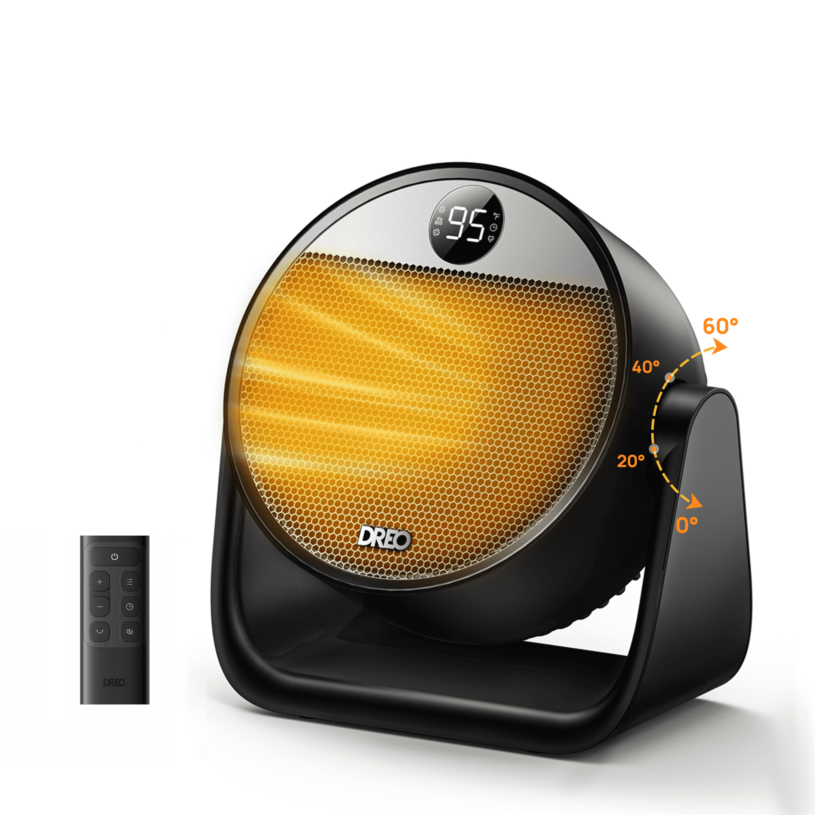DREO Space Heater, Portable Electric Heater with 60° Tilt, Thermostat, Remote Control, 3 Modes (Black, 1500W) gbn69