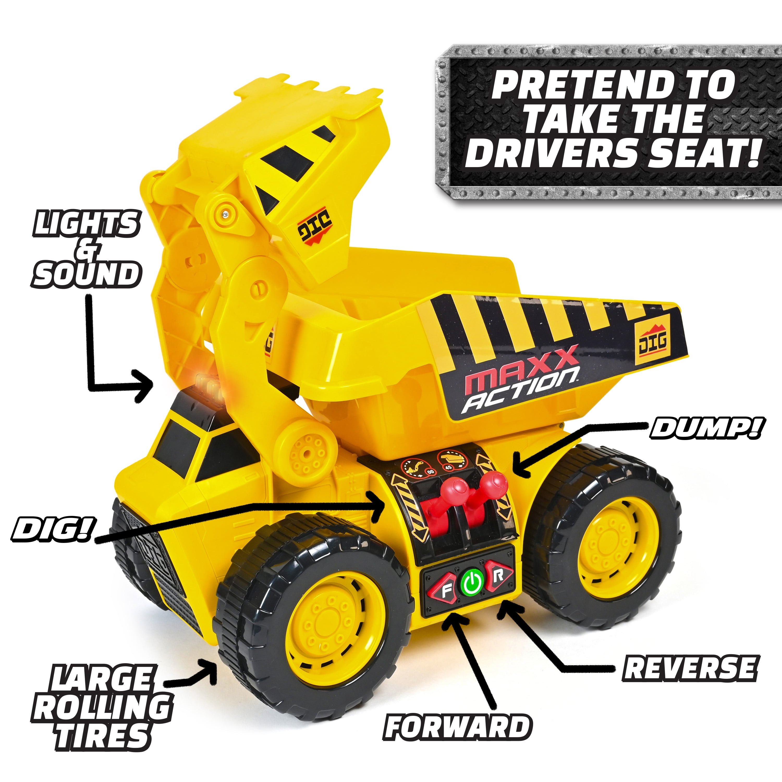 Maxx Action Motorized 2-in-1 Dig Rig Construction Truck with Lights and Sounds (18 in) ngemg
