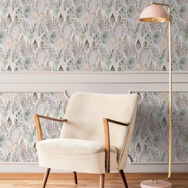 RoomMates Watercolor Tree Mosaic Peel and Stick Wallpaper (Green, 20.5 in x 18 ft) lboli