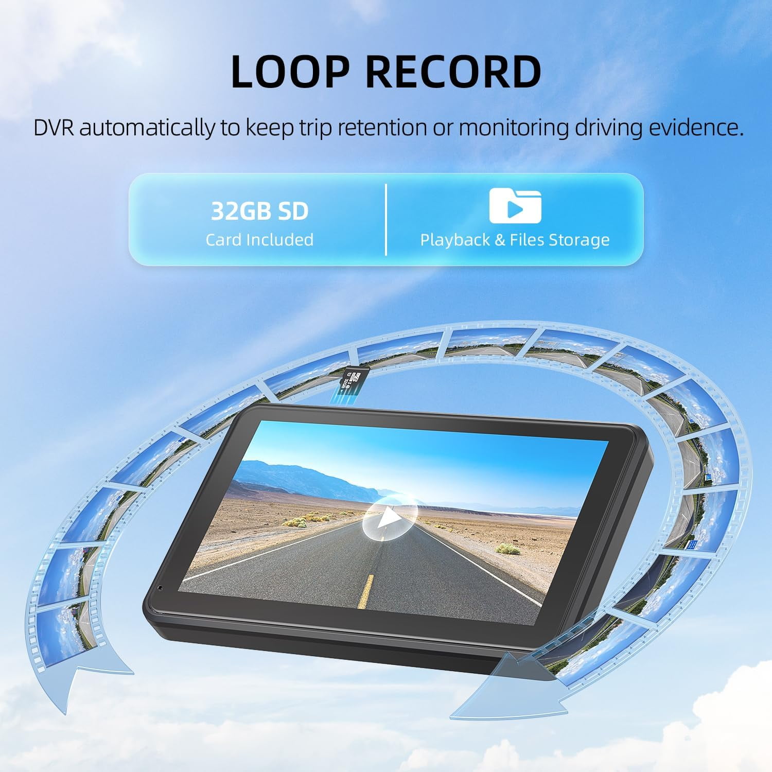 eRapta Magnetic Solar Wireless Backup Camera System (7 in 1080P Touchscreen, Dual Cameras, Black) o9zmu