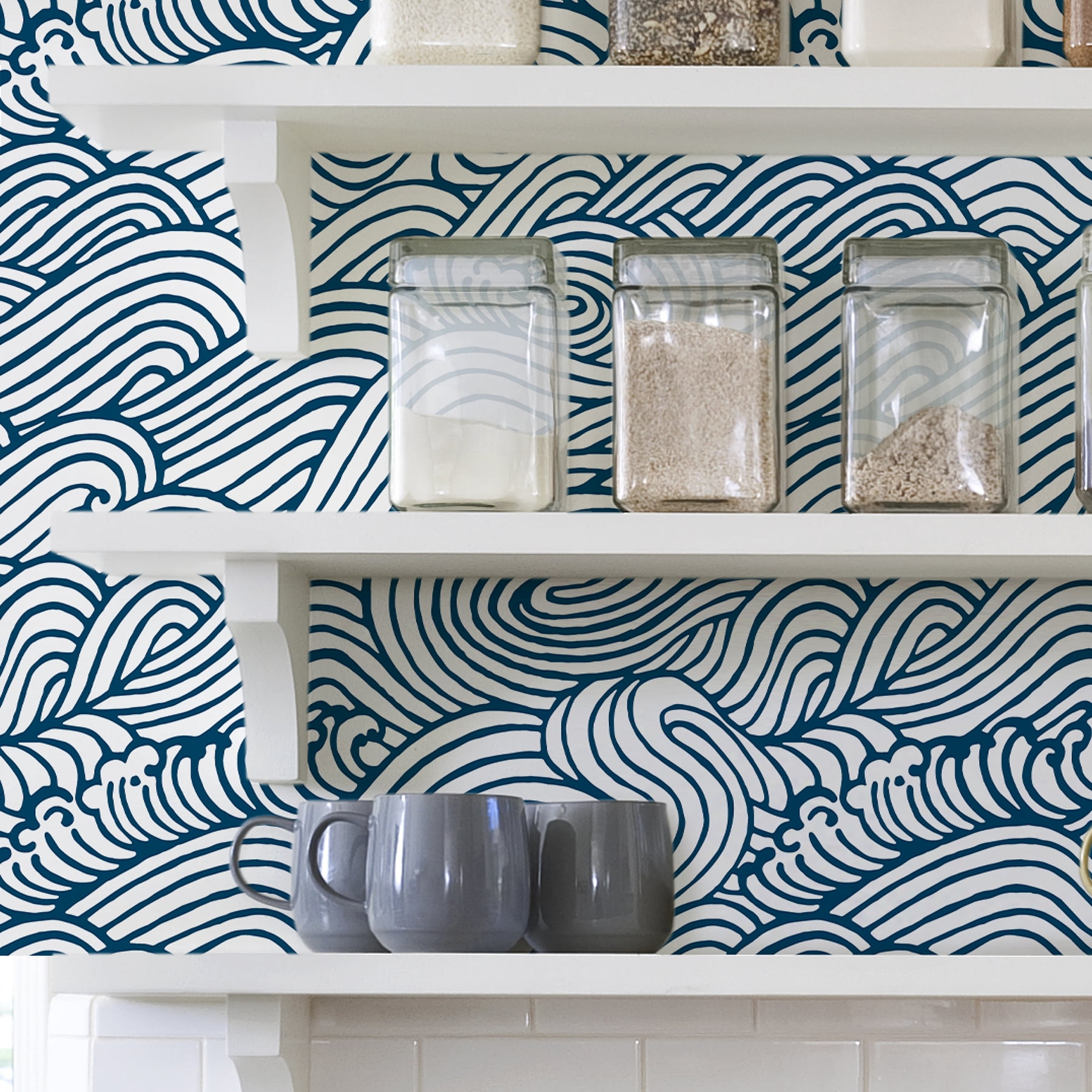 NuWallpaper Saybrook Peel and Stick Wallpaper (Navy, 216-in x 20.5-in) qo5c1