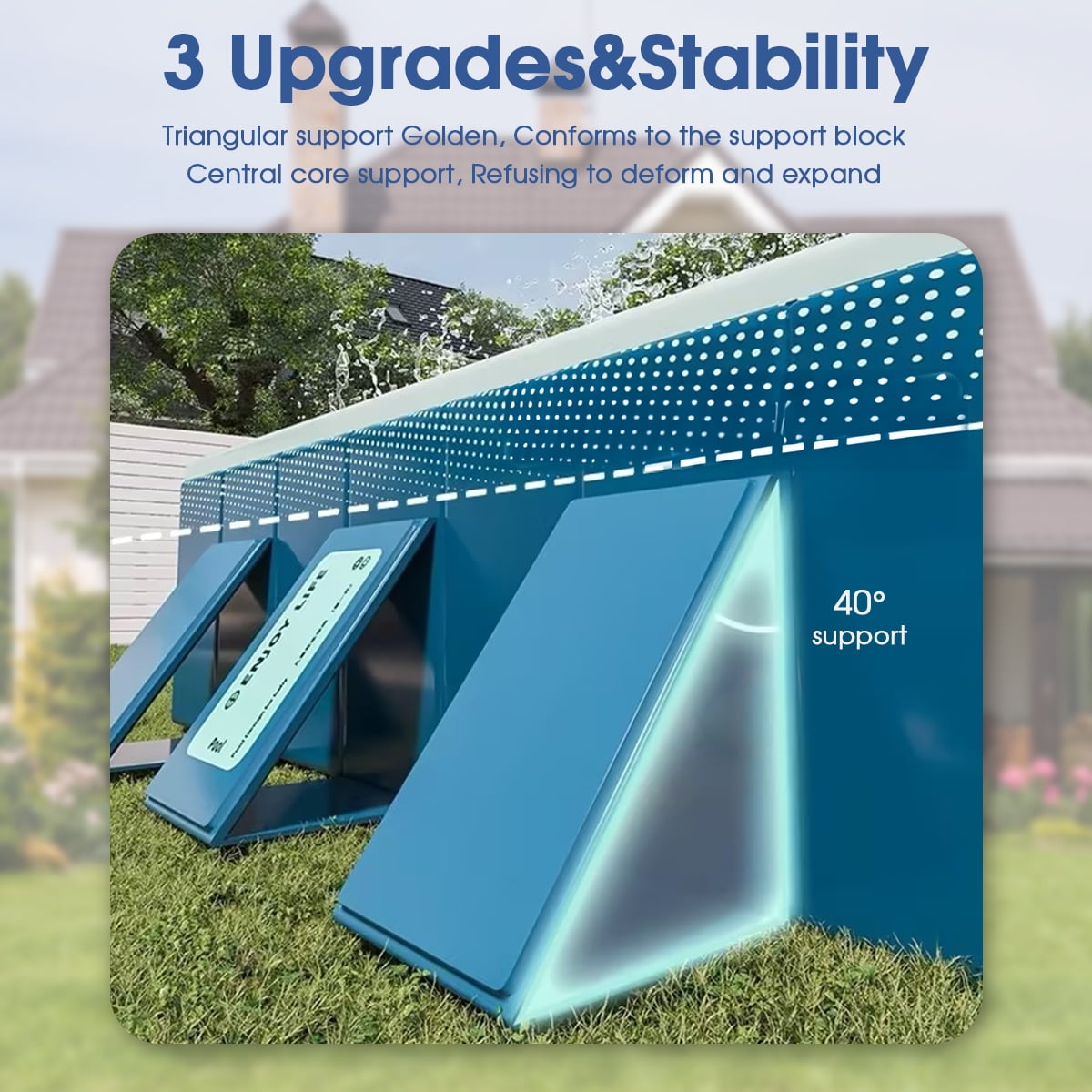 Hurber Foldable Swimming Pool, Large Non-Inflatable Outdoor Kiddie Pool for Adults and Kids (Blue, 113 in x 66 in x 20 in) 60gwu