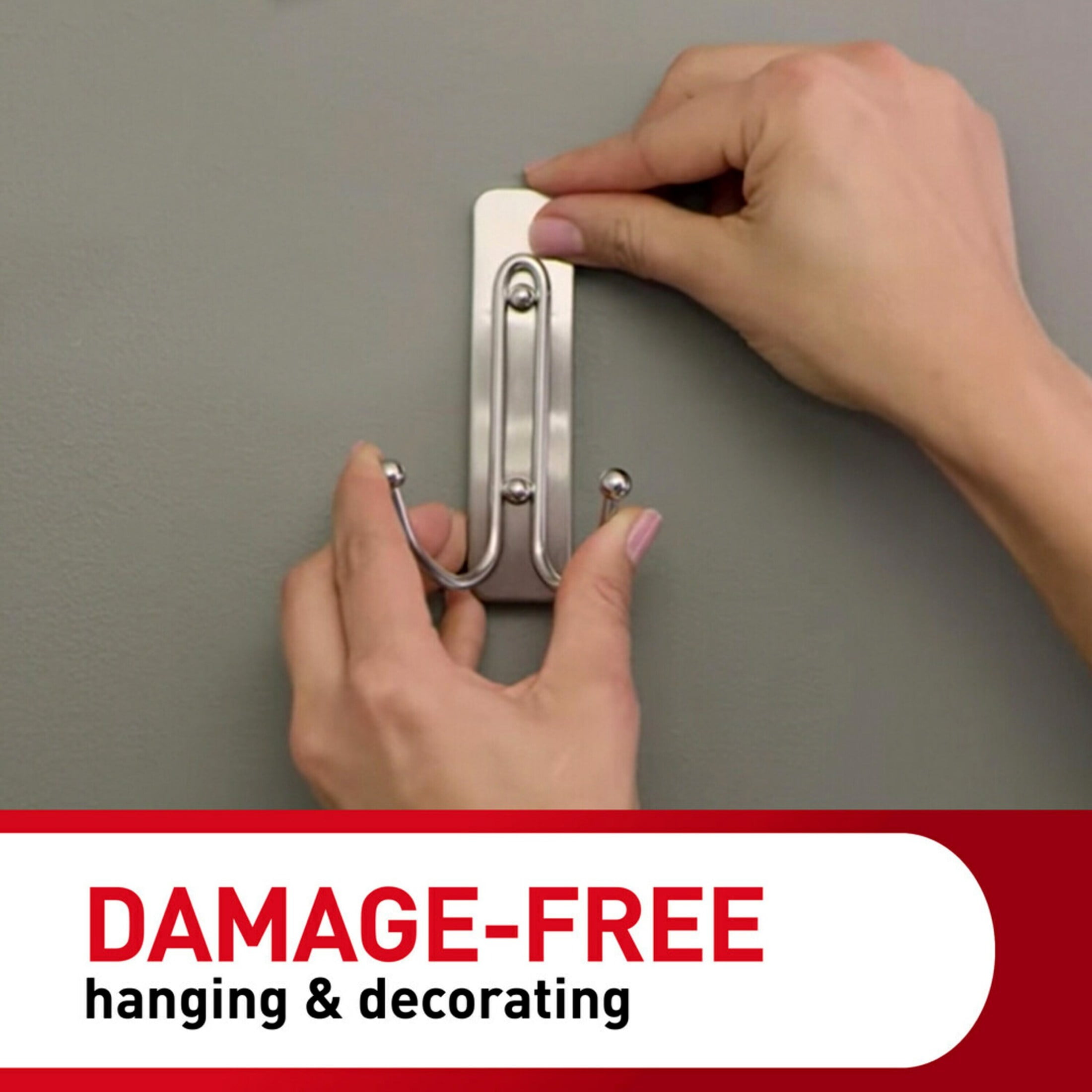 Command Large Double Bathroom Wall Hook, Damage-Free Adhesive Hanging, Satin Nickel (4 Pack) o9bnx
