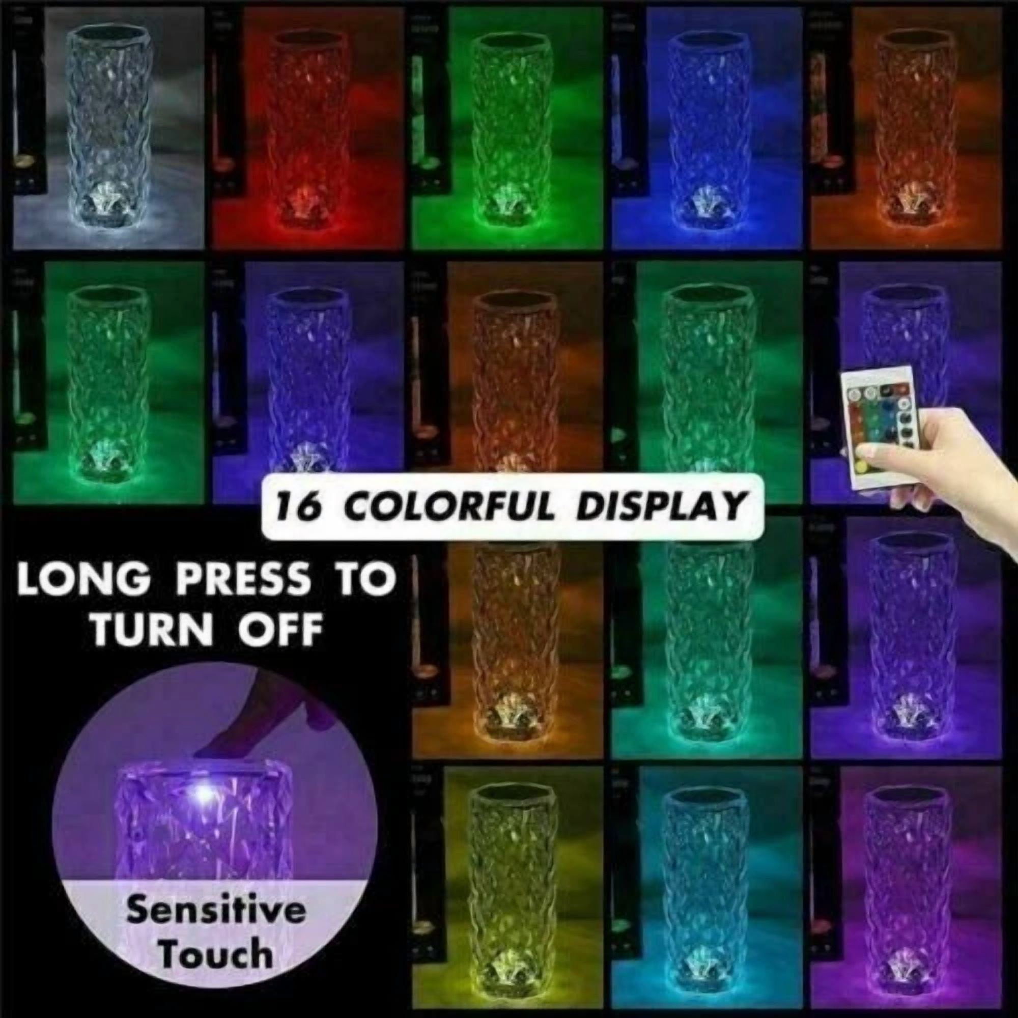 YANI LED Crystal Diamond Rose Table Lamp, RGB Color Changing Touch Control Atmosphere Light (1 Piece) pxmfn