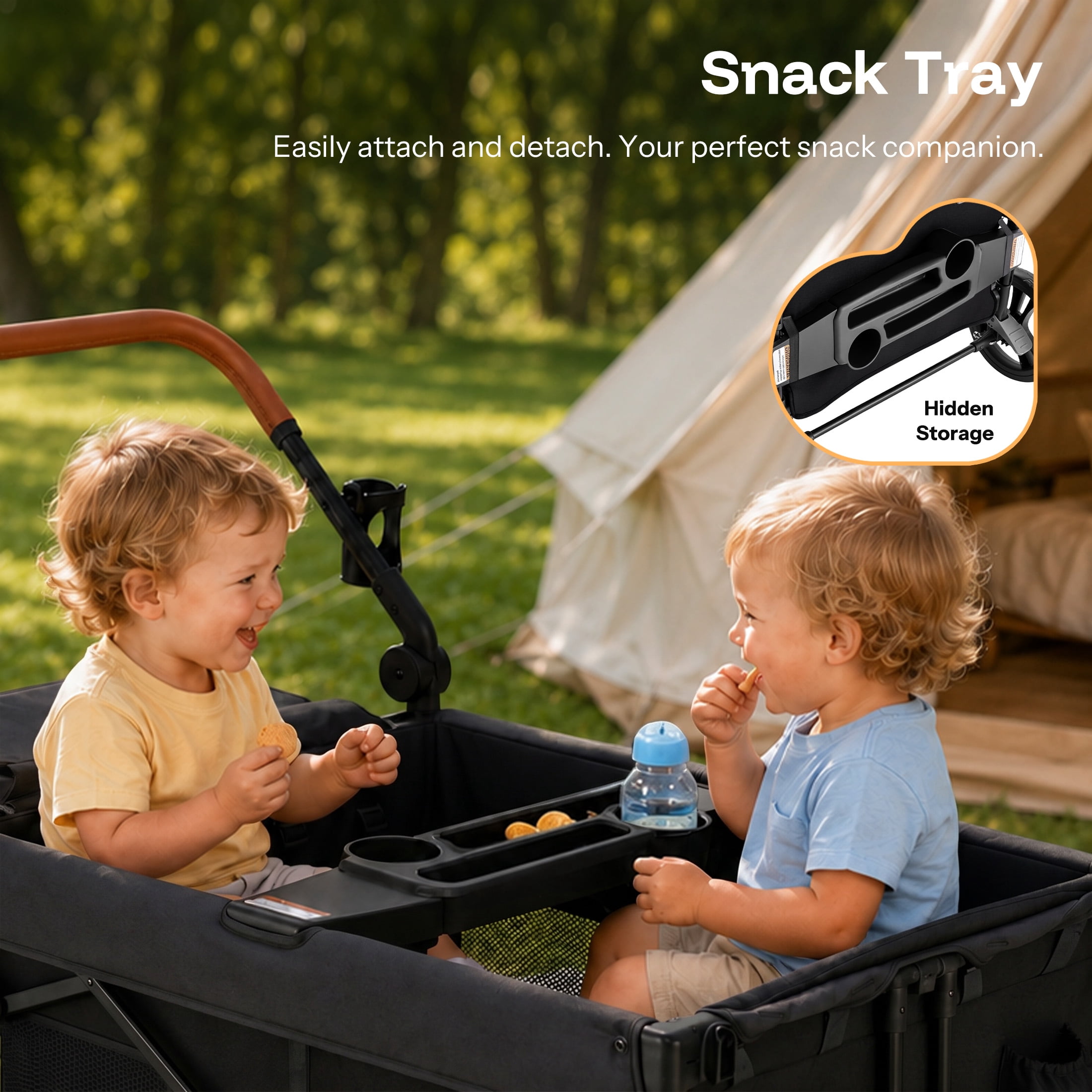HARPPA Foldable Wagon Stroller for 4 Kids with 5-Point Harness and Canopy (Black) k8gyb - Image 6