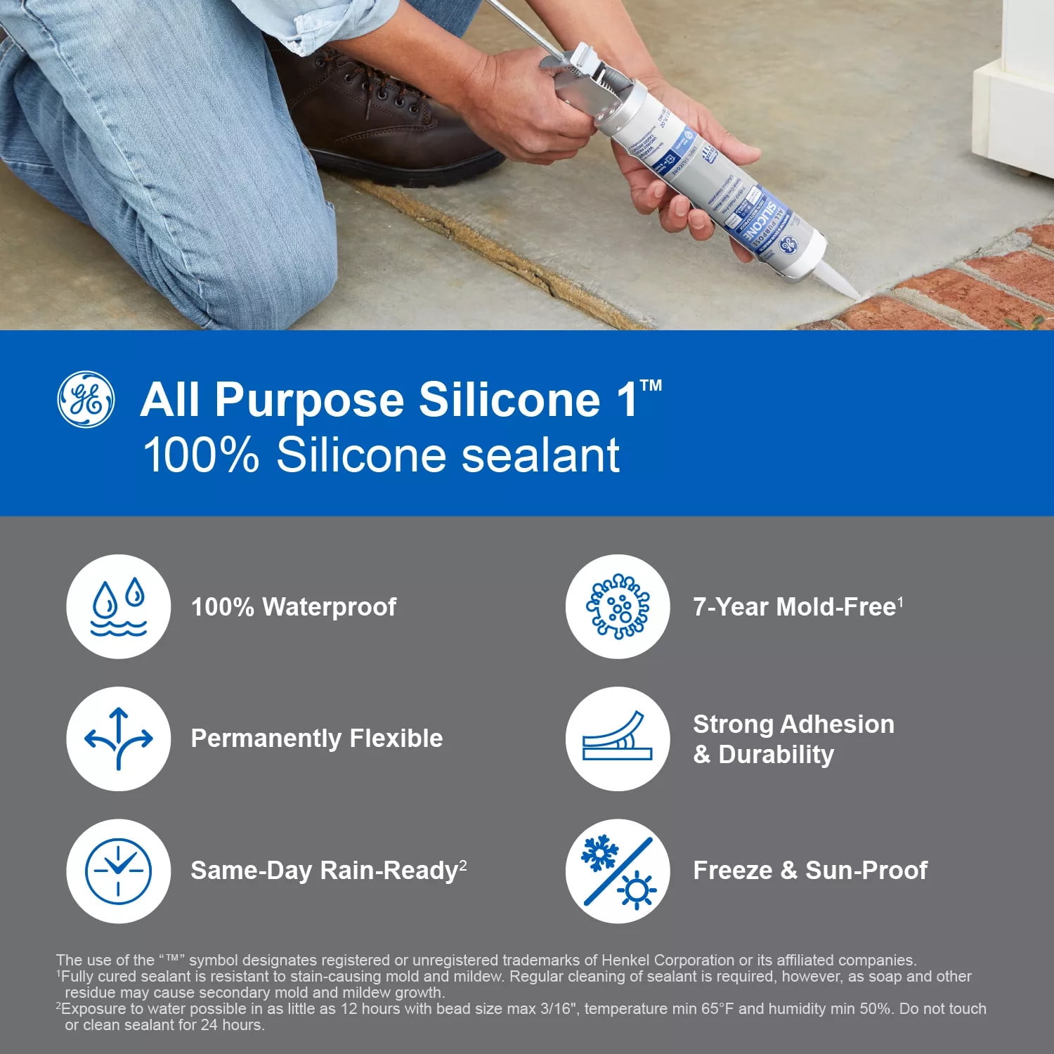 GE Silicone 1 All Purpose Waterproof Sealant (Clear, 10.1 oz) 14xl7