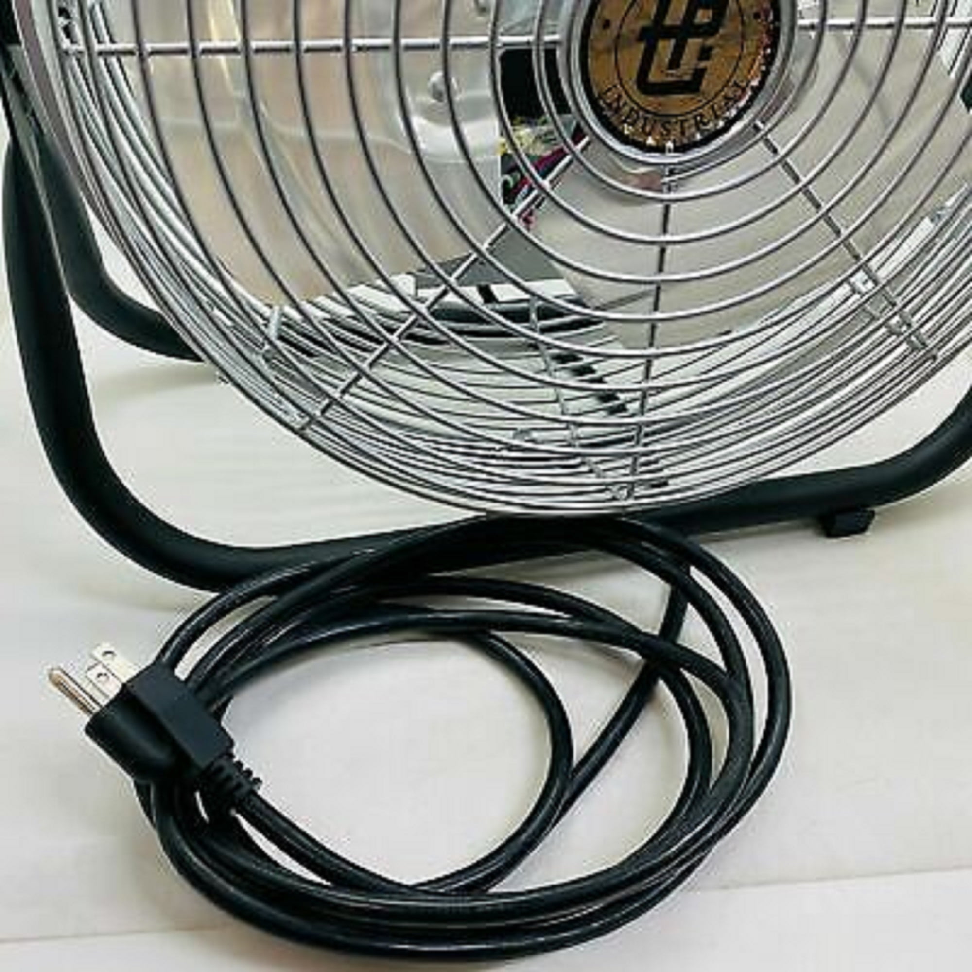 TPI Corporation Industrial Floor Fan, High-Velocity Air Circulator with 3-Speed Control (Silver, 12 in) w1usp