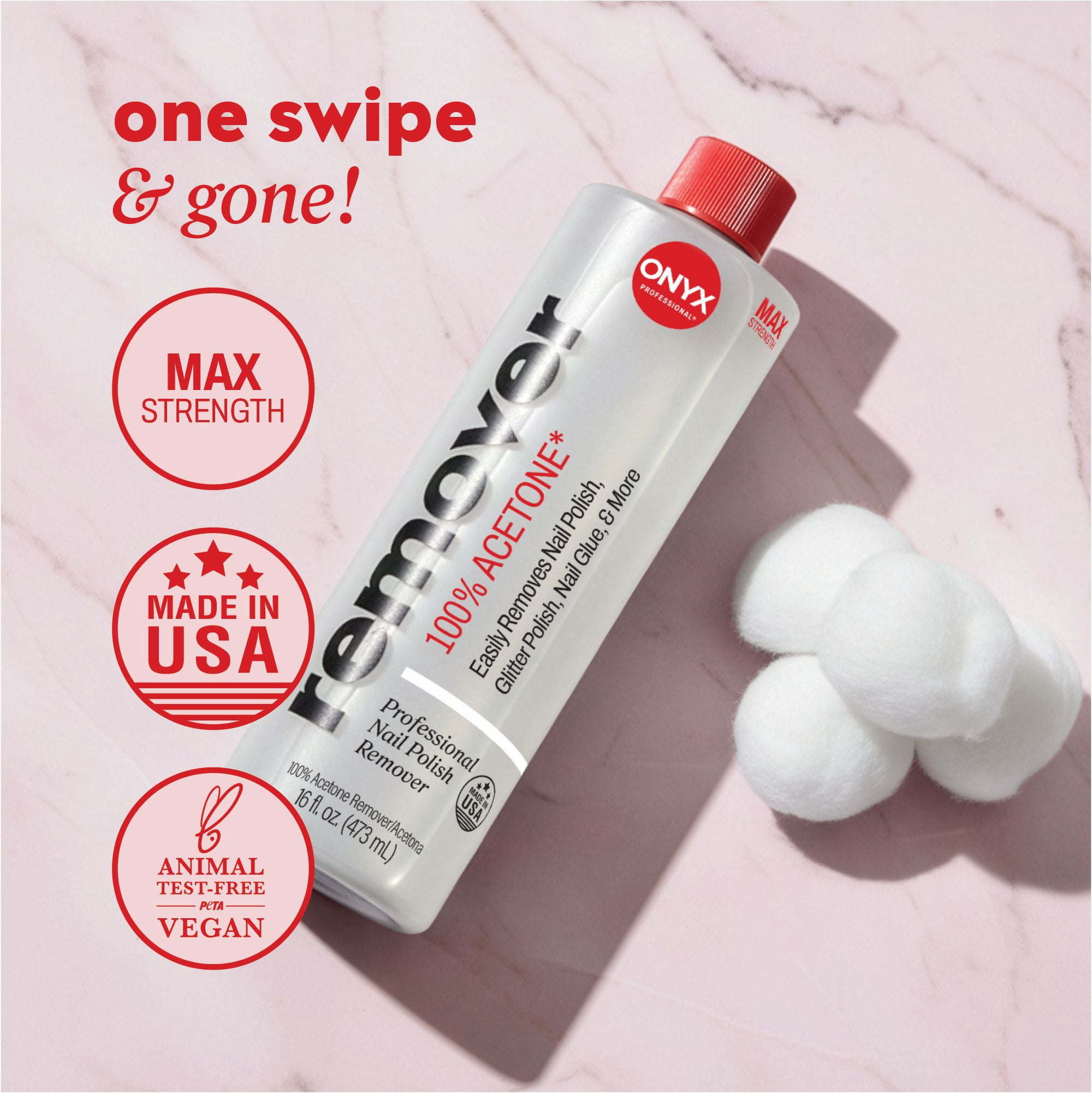 ONYX Professional Nail Polish Remover, Maximum Strength Acetone Formula (16 fl oz) vpyc0