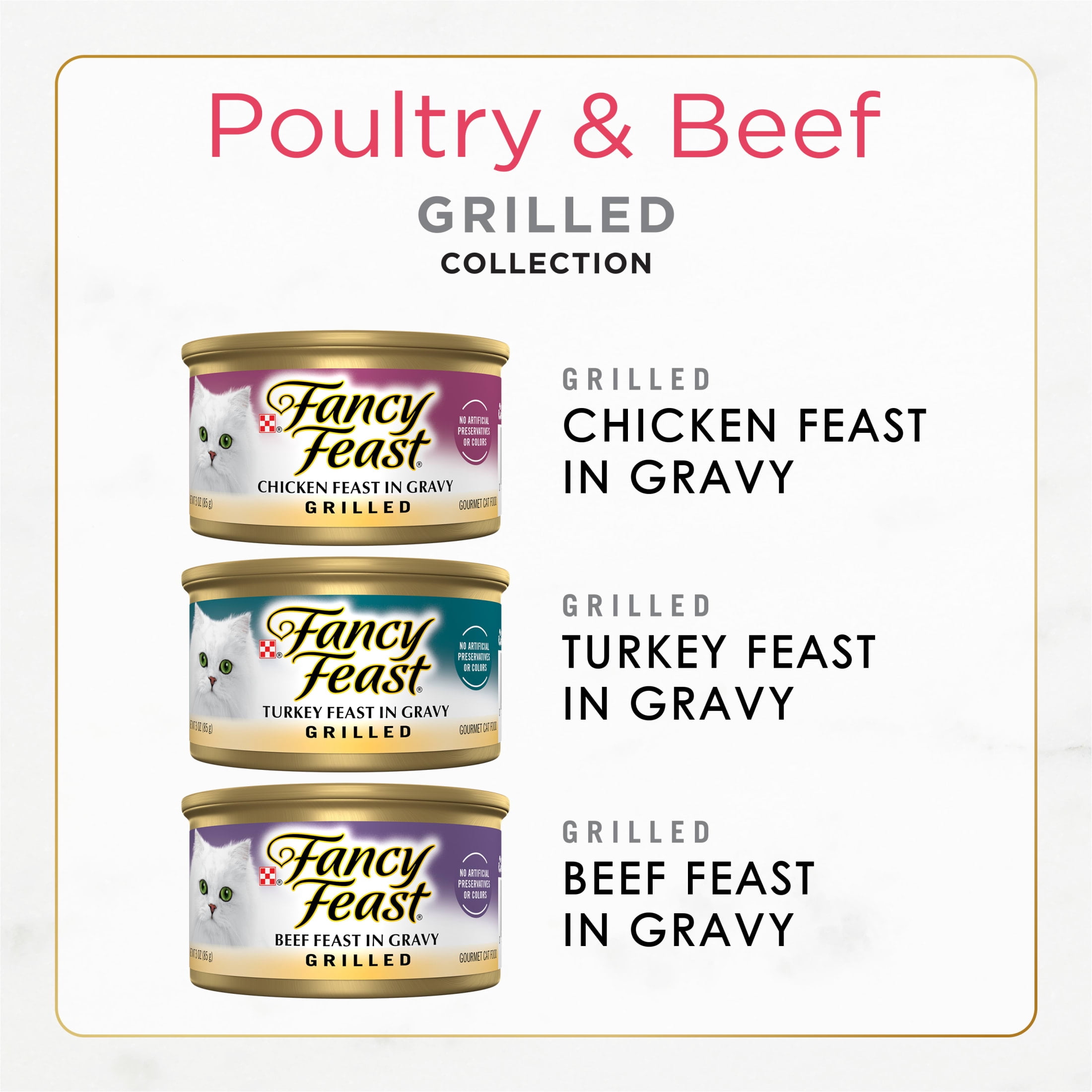 Fancy Feast Grilled Poultry & Beef Wet Cat Food Variety Pack (30 Pack, 3 oz) h1916