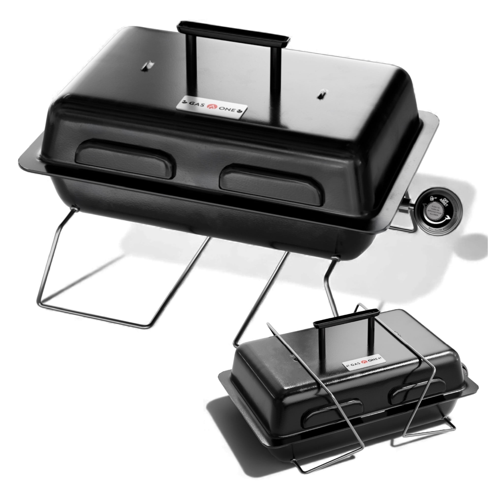 Gas One GPT-25 Portable Propane Gas Grill with Foldable Legs (Black, 16.37 in x 10.5 in) e44uy