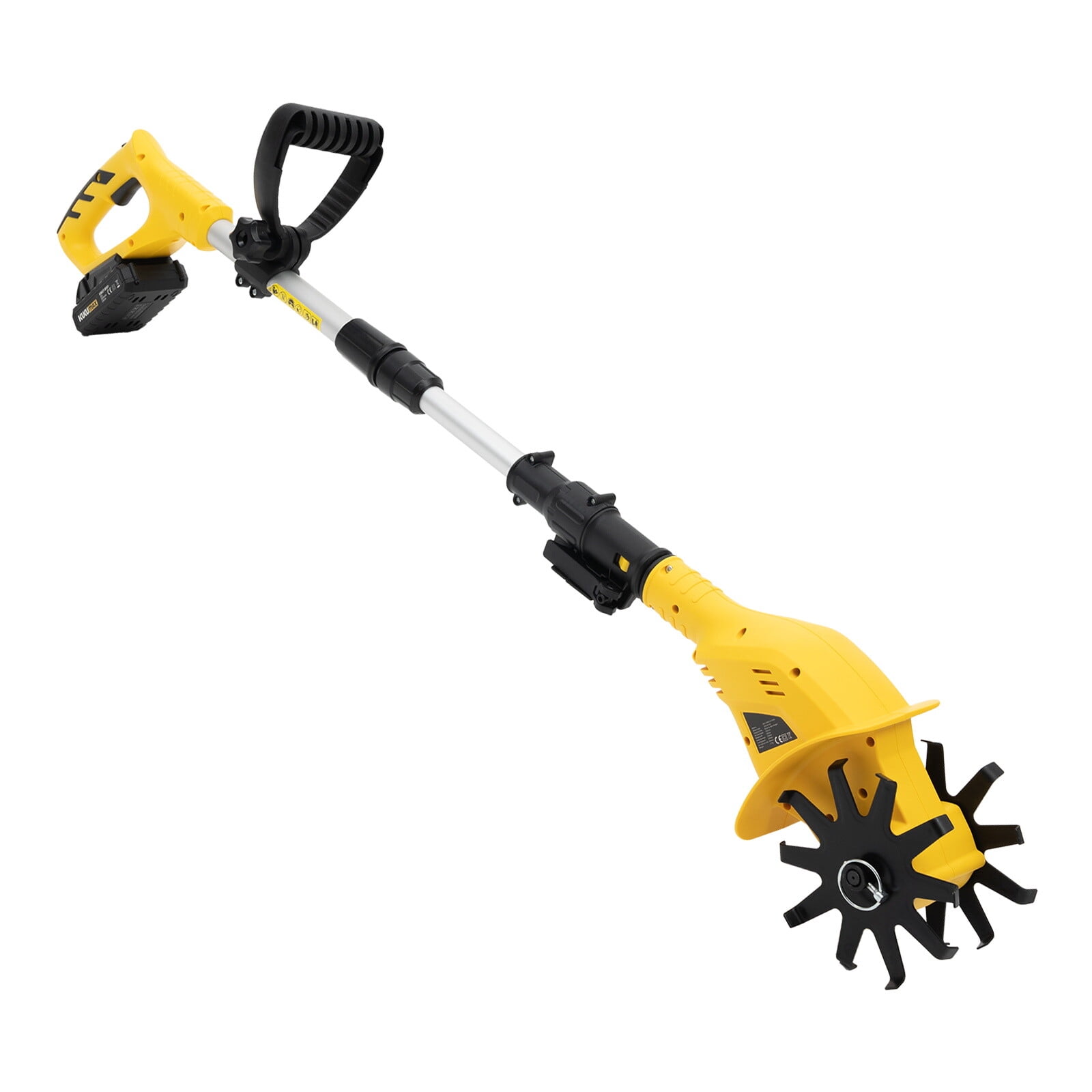 PEAKORA Cordless Tiller Cultivator, 20V Battery Powered Garden Tiller with Adjustable Telescopic Handle (42.13-50.39 in) o043n