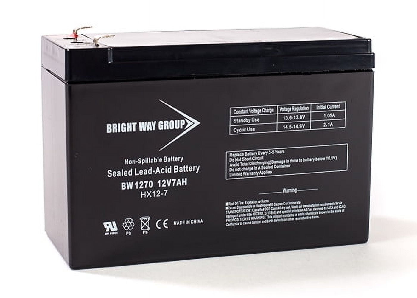 Bright Way Fire-Lite MS-25E Replacement Battery (12V 7Ah, 1 Pack) mzl3q