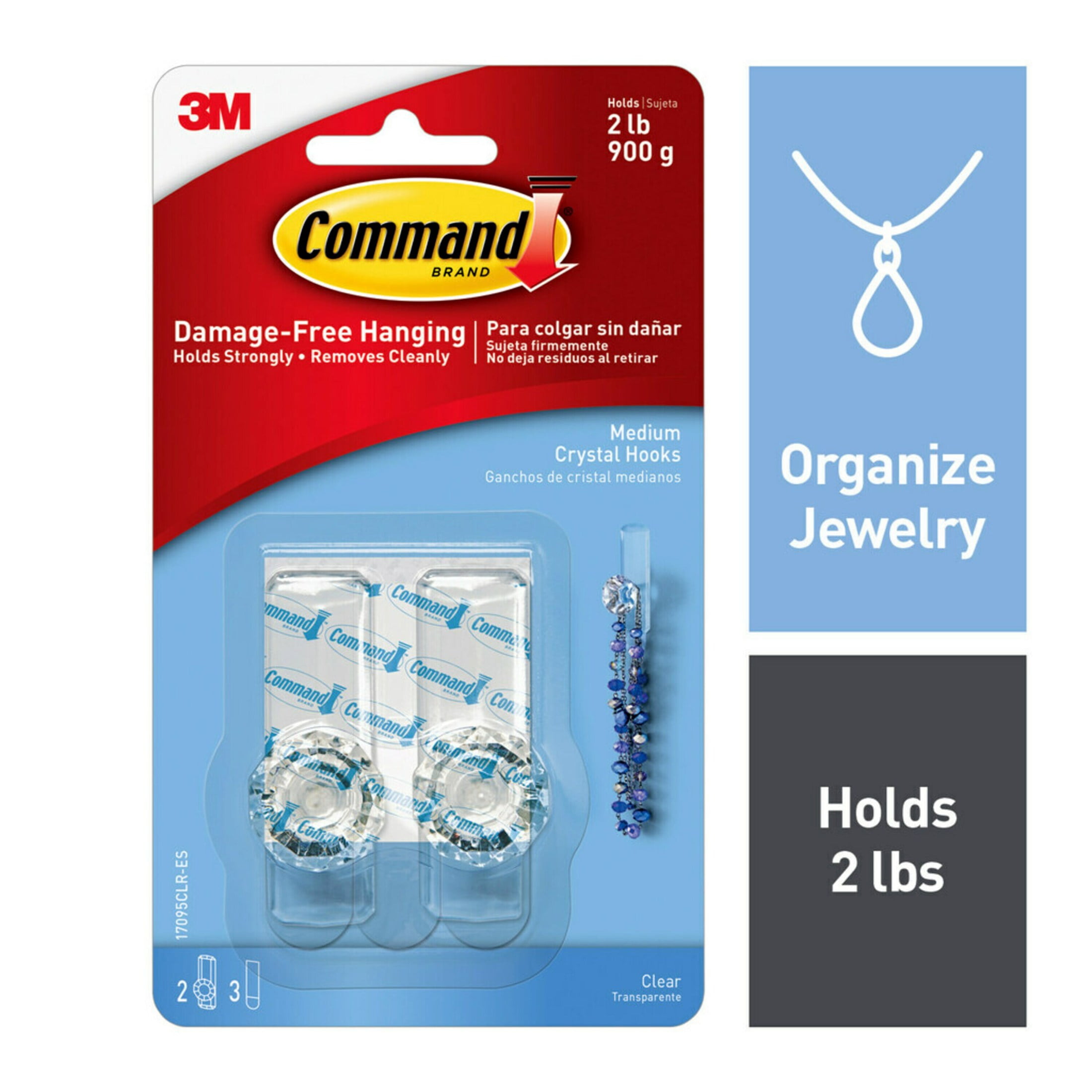 Command Clear Medium Crystal Hooks (Clear, 2 Hooks, 3 Strips) gd226