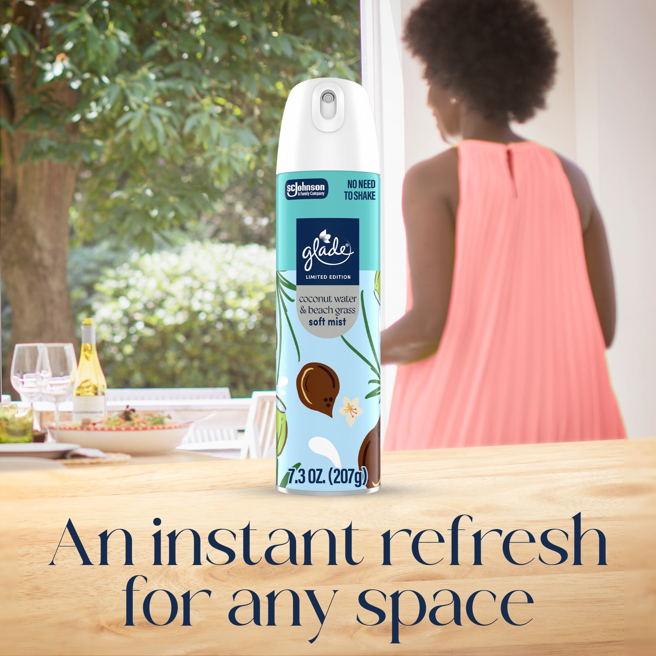 Glade Soft Mist Odor Fighting Air Freshener, Coconut Water & Beach Grass (7.3 oz) 1dyro