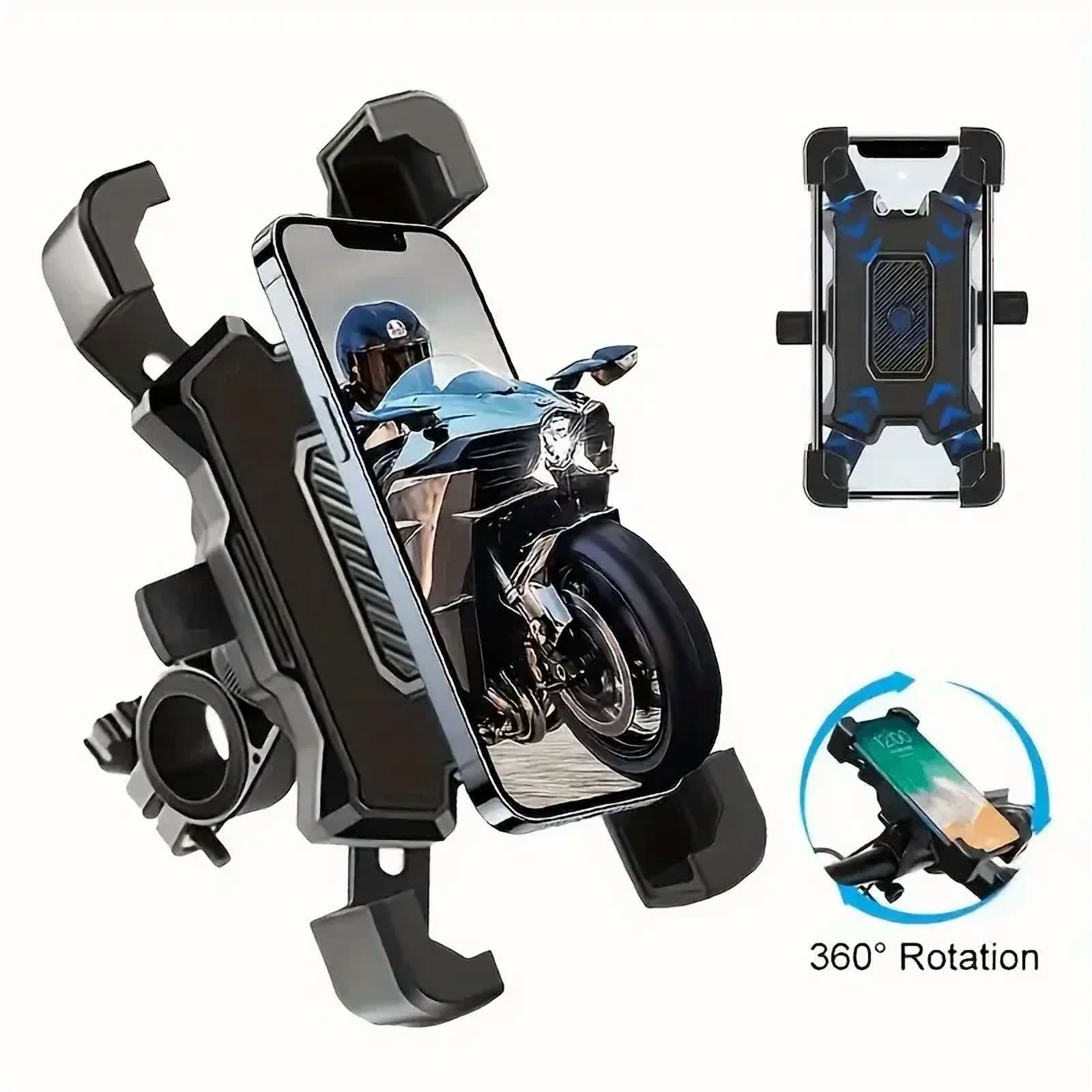 Rhea Motorcycle Phone Mount Auto Lock Anti-Shake Bike Phone Holder (Black, Universal) yu8jc
