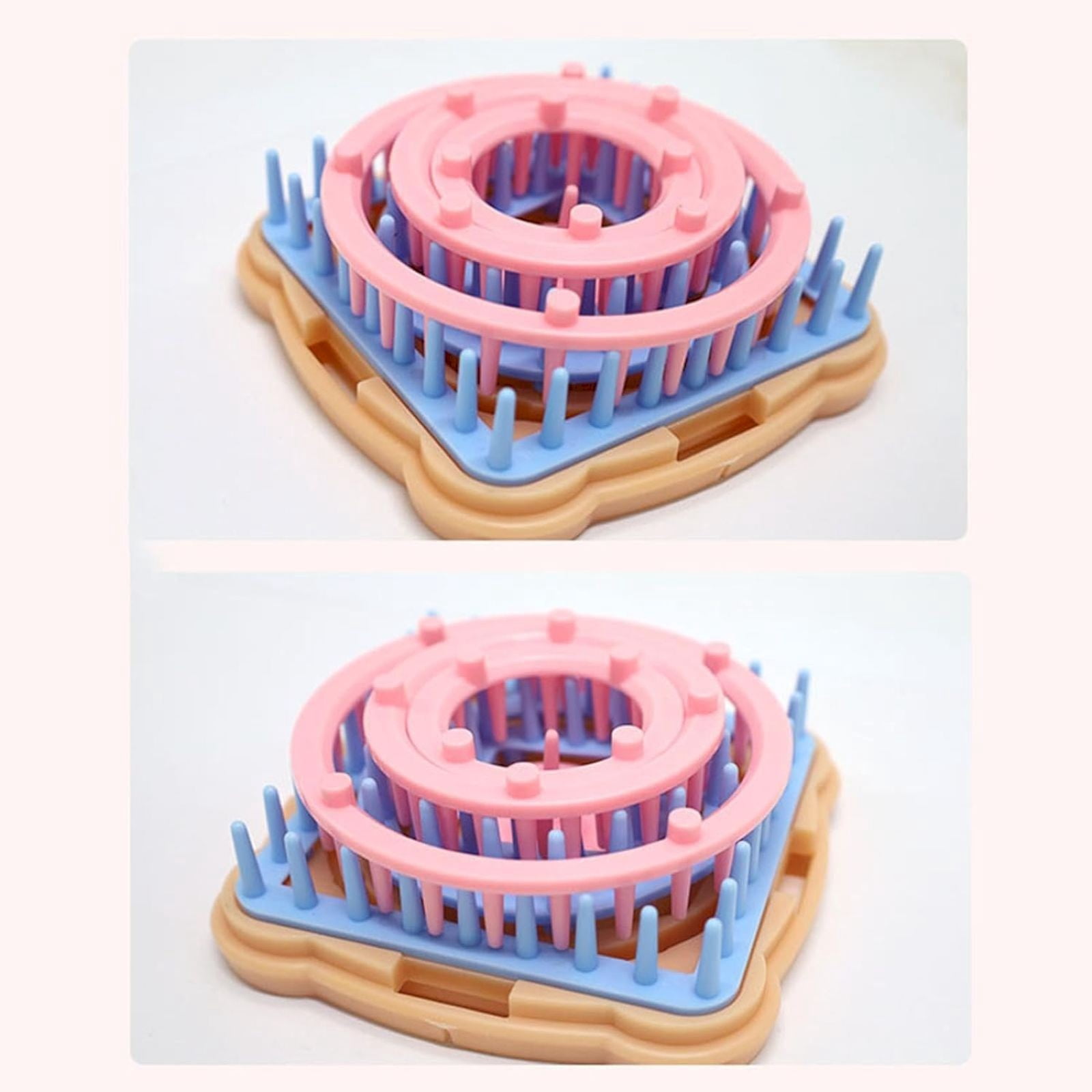 UYUH Flower Knitting Loom Kit for Beginners, Portable Craft Tool for Round and Square Flower Weaving (Pink, 1 Set) jrumb