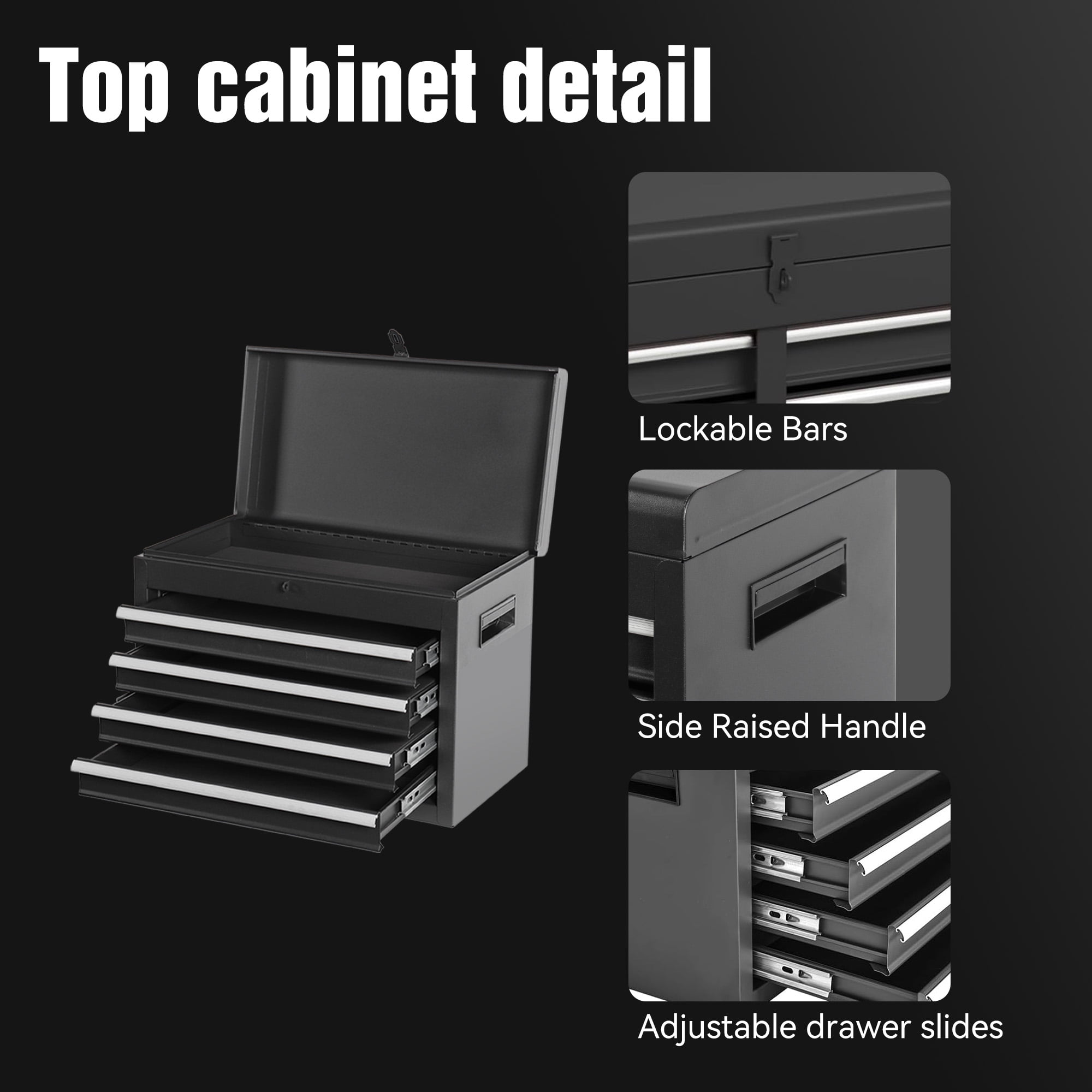 MAYEERTY 5-Drawer Rolling Tool Chest, Heavy-Duty Metal Storage Cabinet with Lockable Wheels (Black) 2auv9